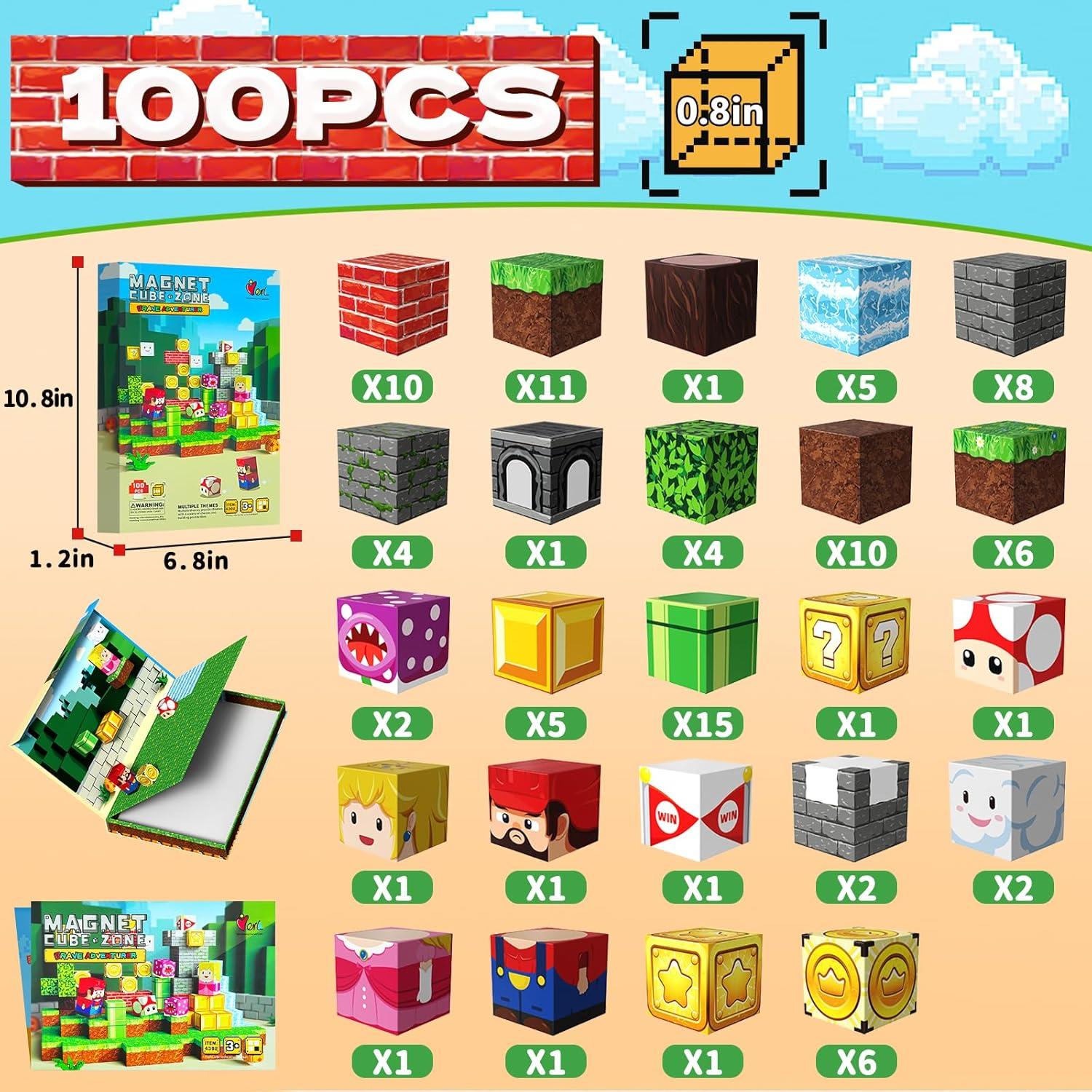 Juego de Bloques Magnéticos Resflycheng 100 Piezas 2-en-1