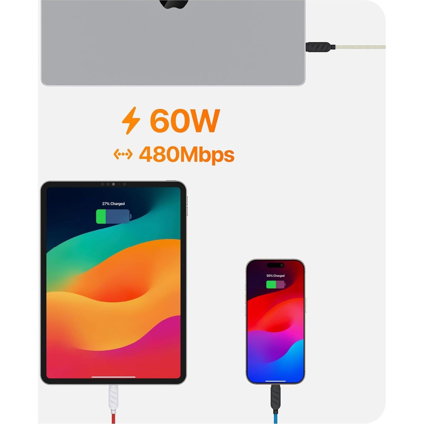 Cable USB-C trenzado UPPERCASE Designs 1m 60W carga rápida