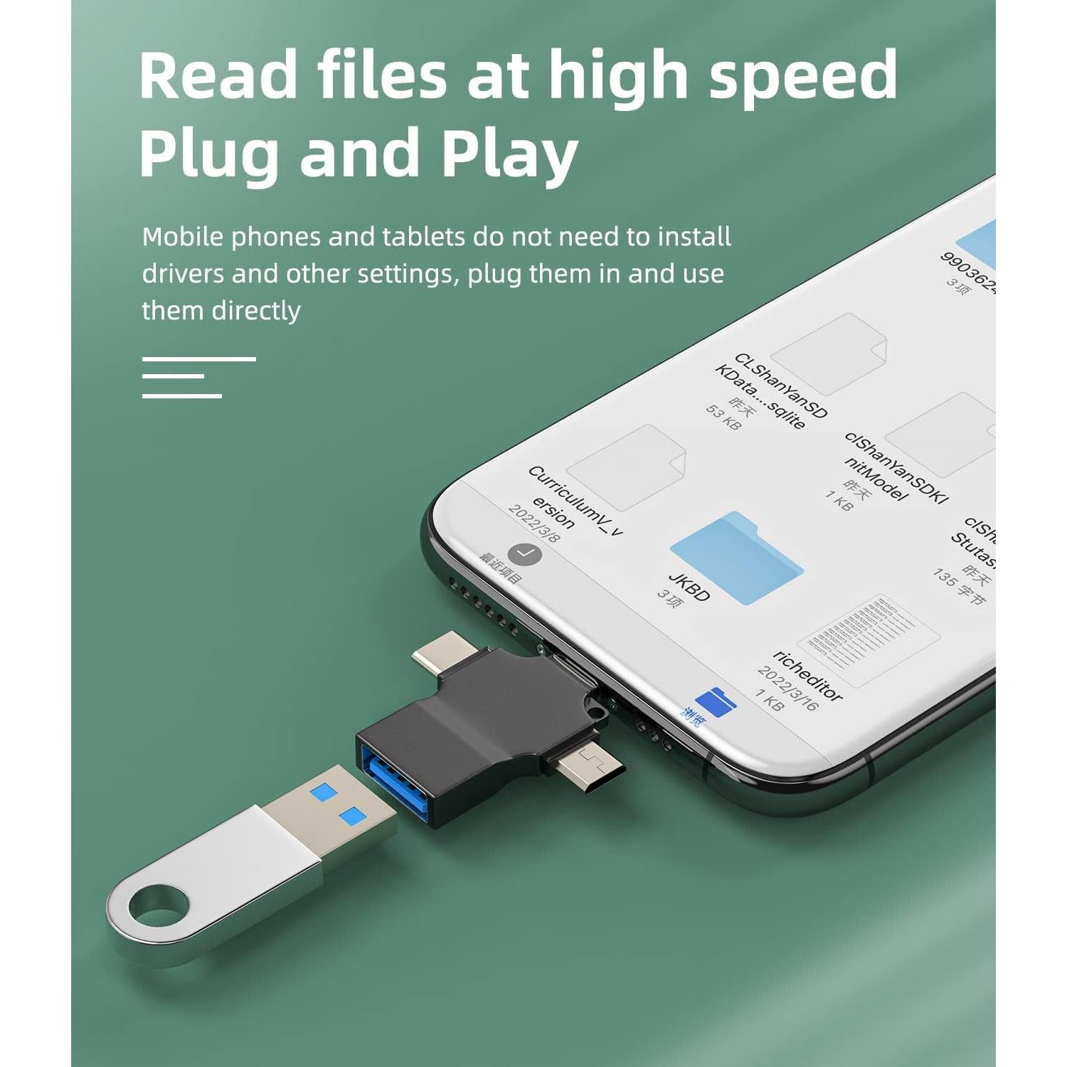 Adaptador USB OTG 3 en 1 Zoyuzan Tipo C Lightning Micro USB