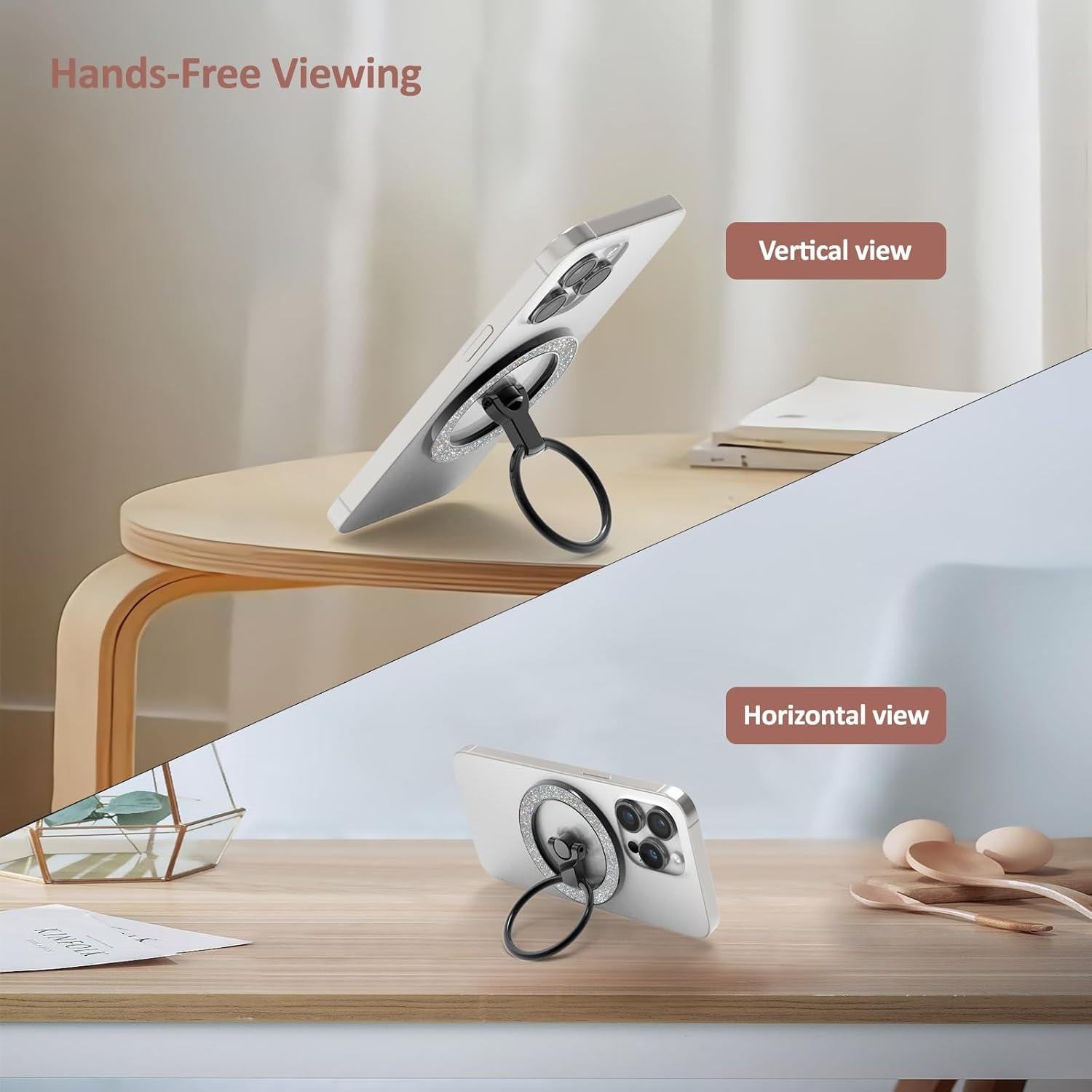 Soporte de Anillo Magnético Cymoyak para iPhone MagSafe Negro