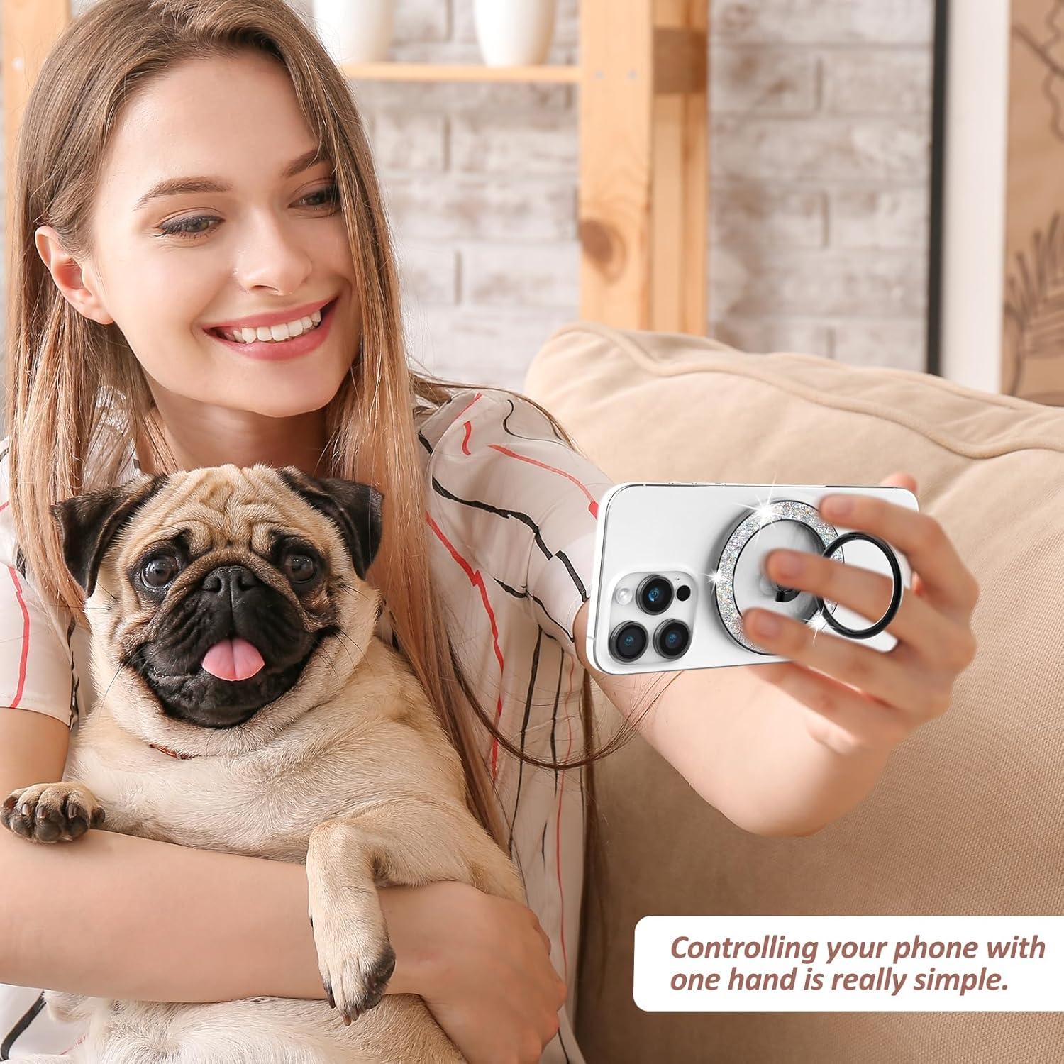 Soporte de Anillo Magnético Cymoyak para iPhone MagSafe Negro