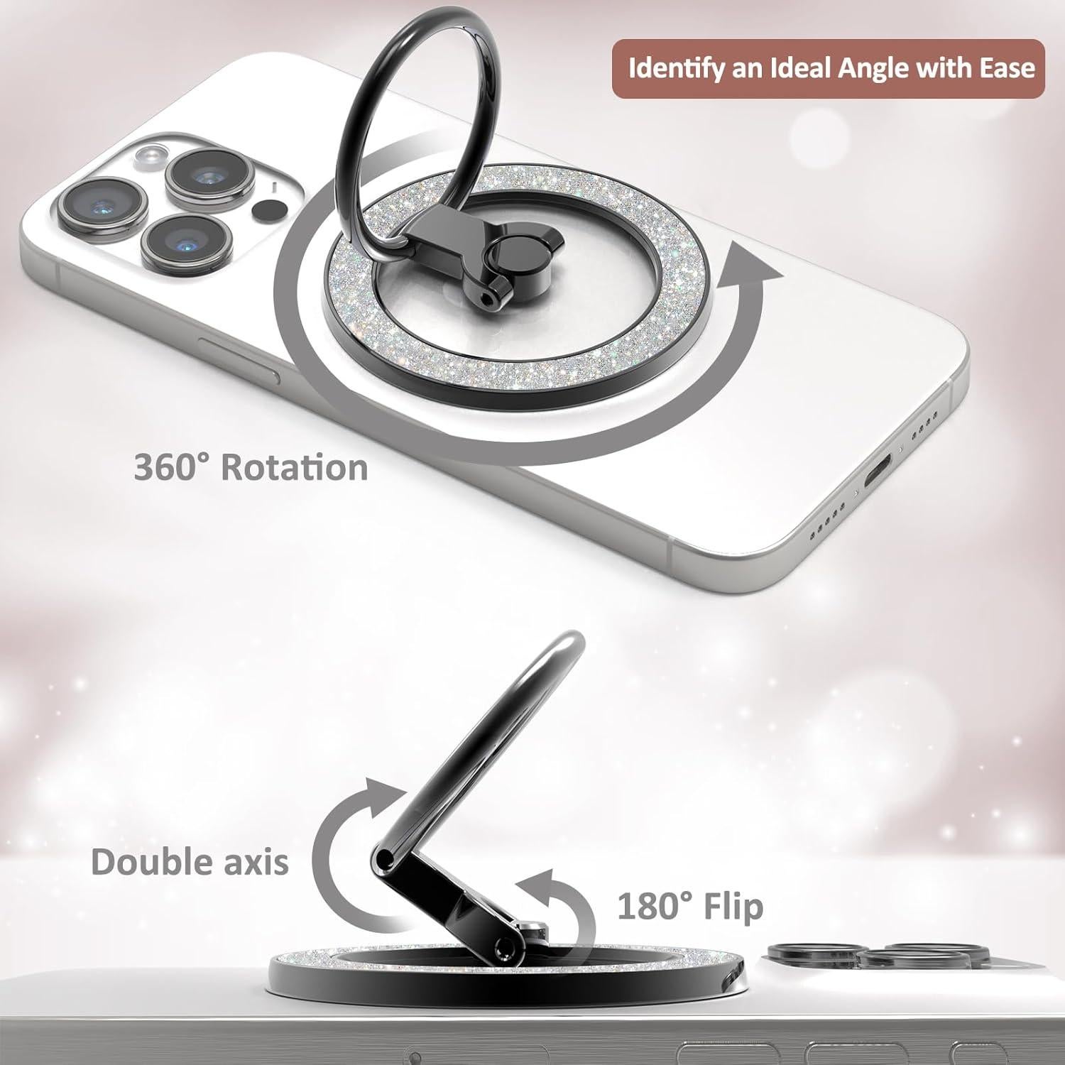 Soporte de Anillo Magnético Cymoyak para iPhone MagSafe Negro