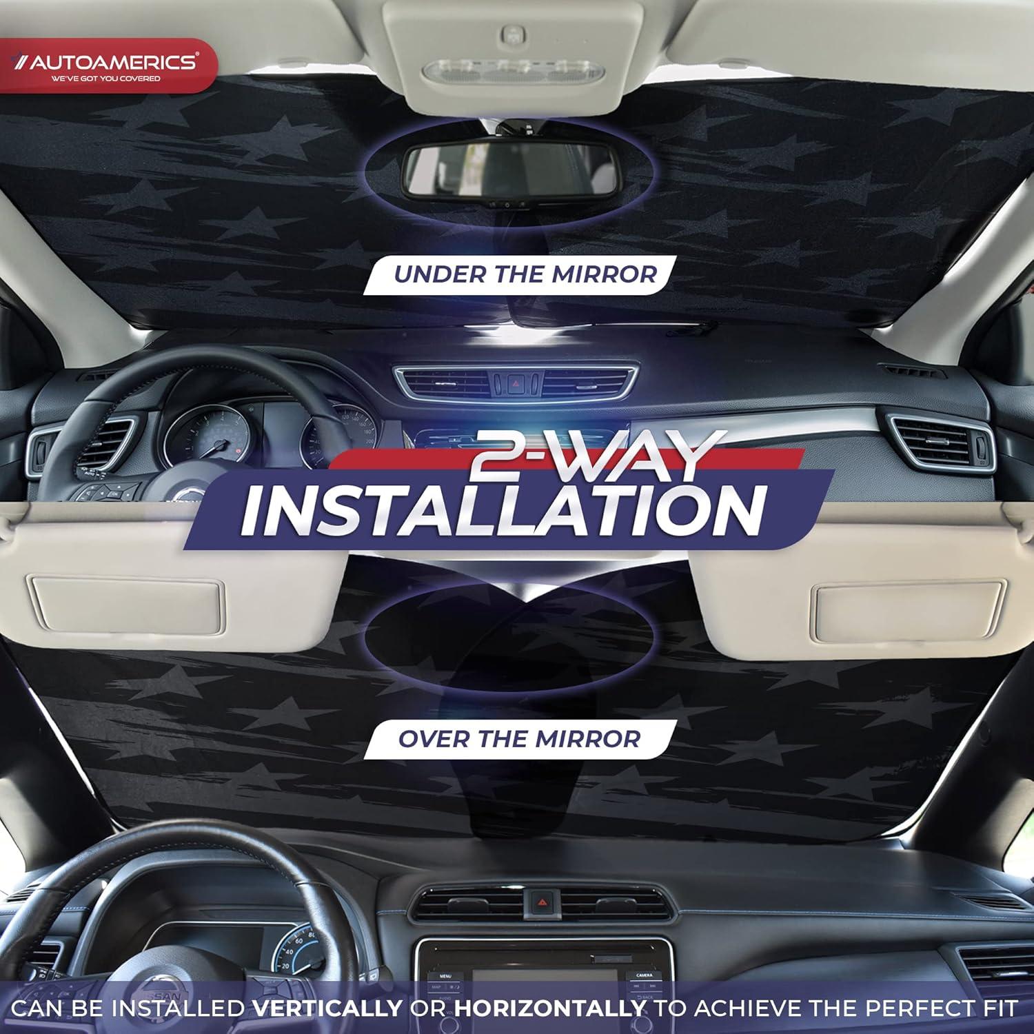 Protector Solar Plegable Autoamerics 2 Piezas Bandera EE. UU.