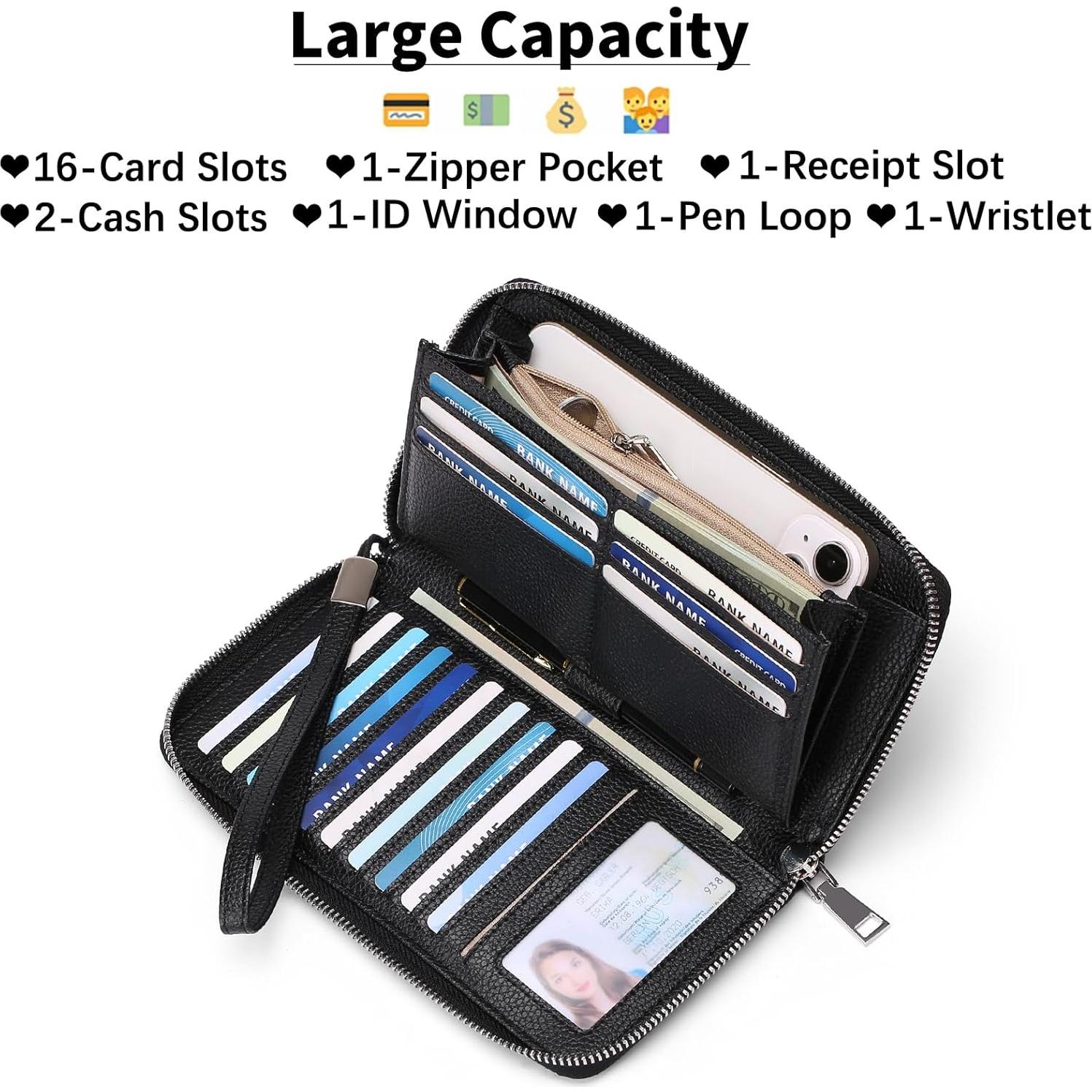 Cartera GOIACII para Mujeres con Bloqueo RFID y Muñequera