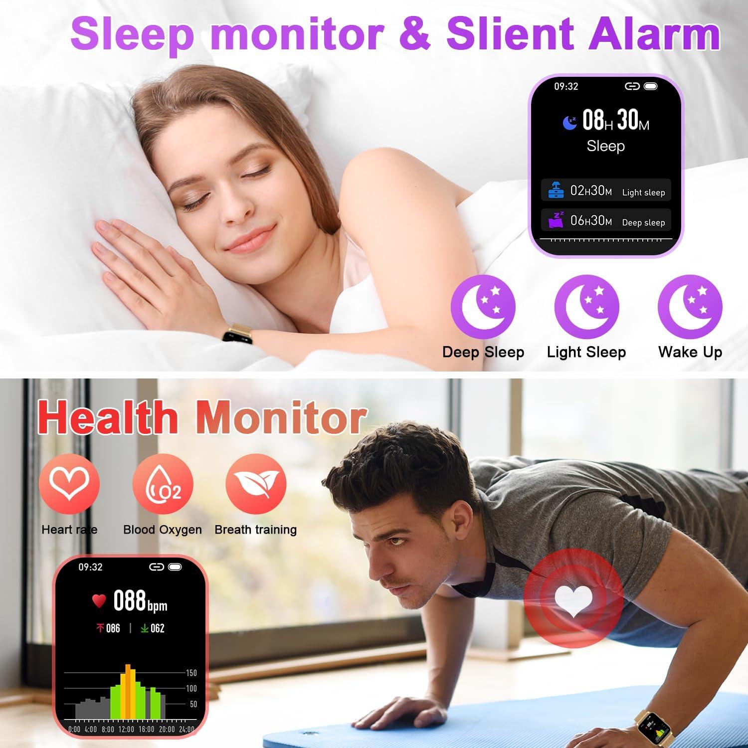 Reloj Inteligente Boquaw Dorado con Monitor de Salud