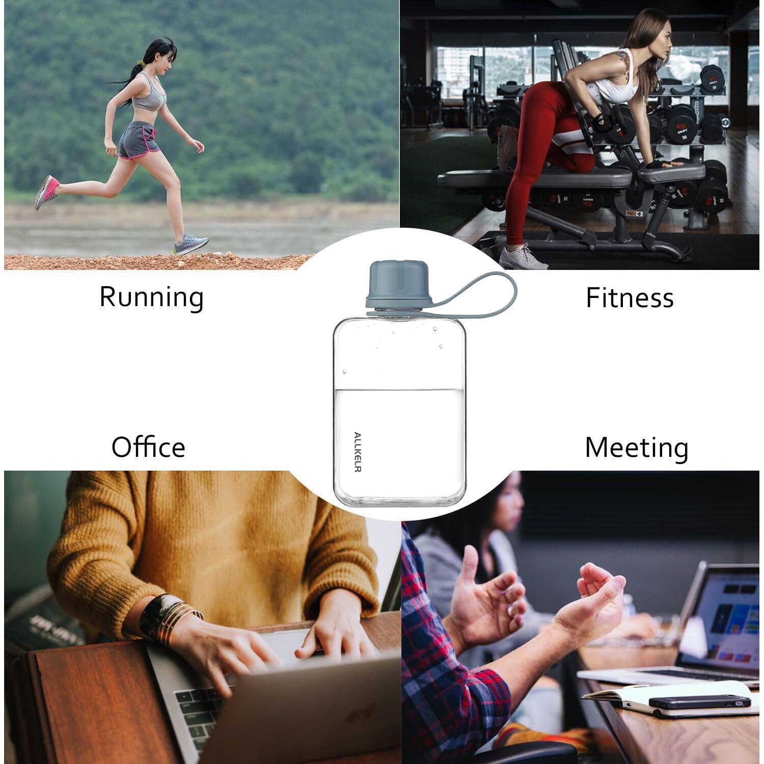 Botella de Agua Plana ALLKELR 236.6 ml Tritan Azul Reutilizable