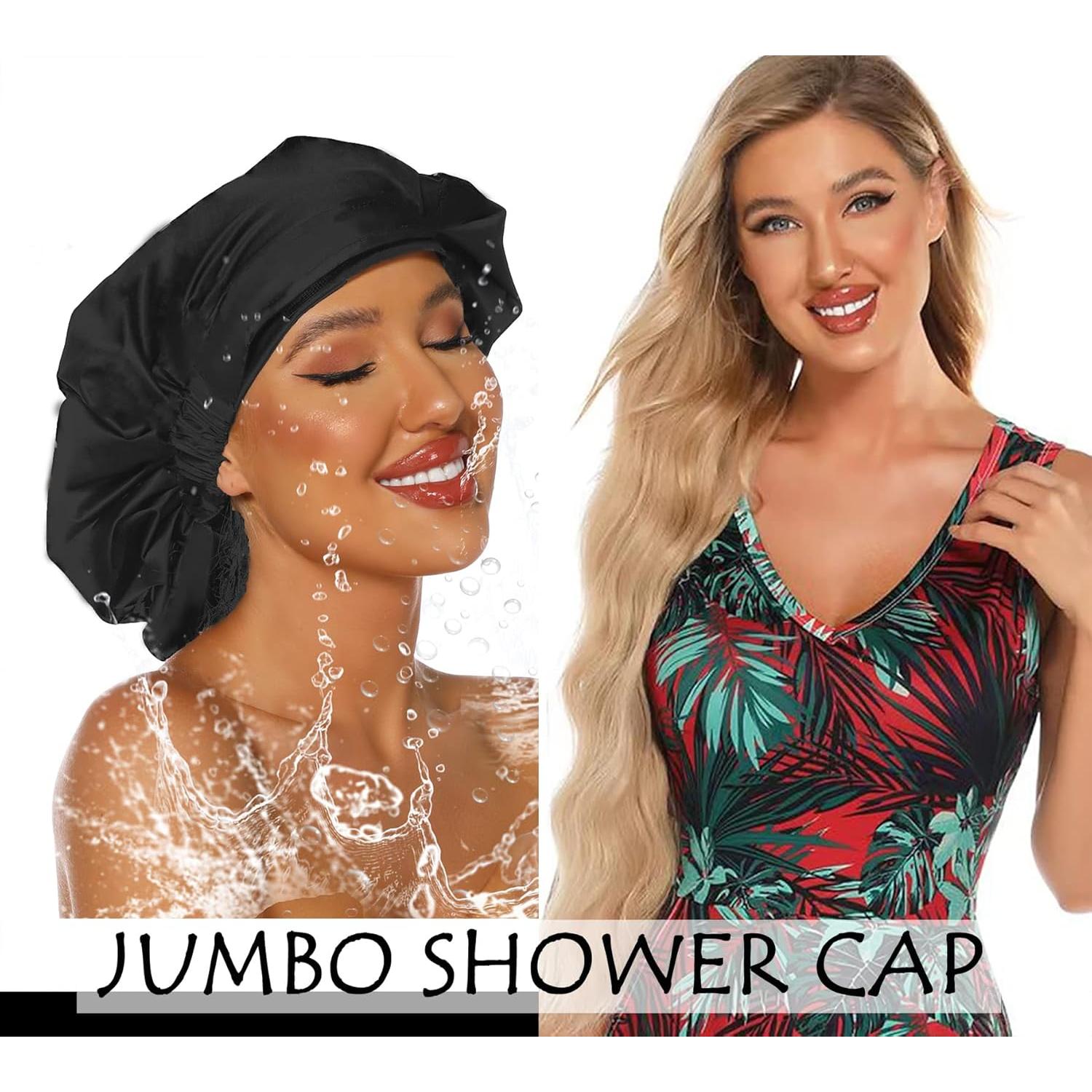 Gorro de Ducha Grande HIUMI Negro Ajustable Reutilizable