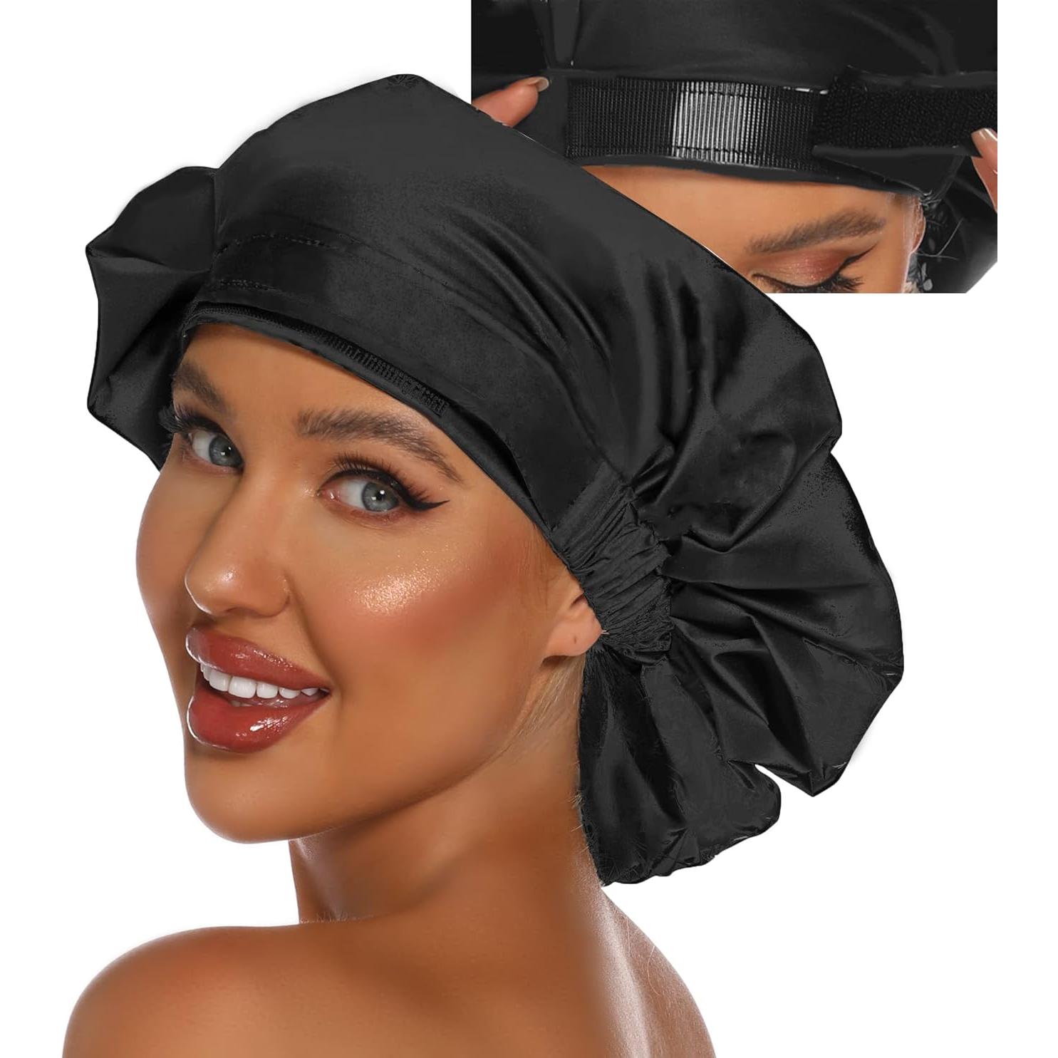 Gorro de Ducha Grande HIUMI Negro Ajustable Reutilizable