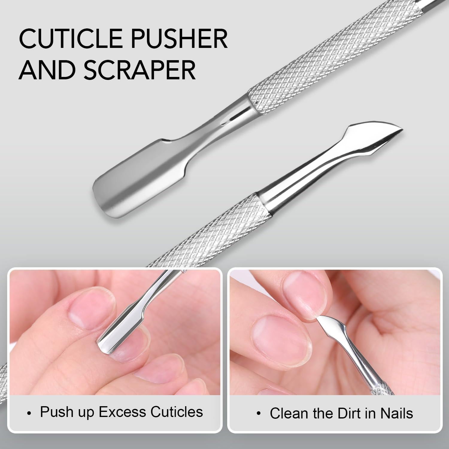 Kit de Removedor de Cutículas GAOY 3 en 1 - Cortador, Empujador y Cortaúñas de Acero Inoxidable