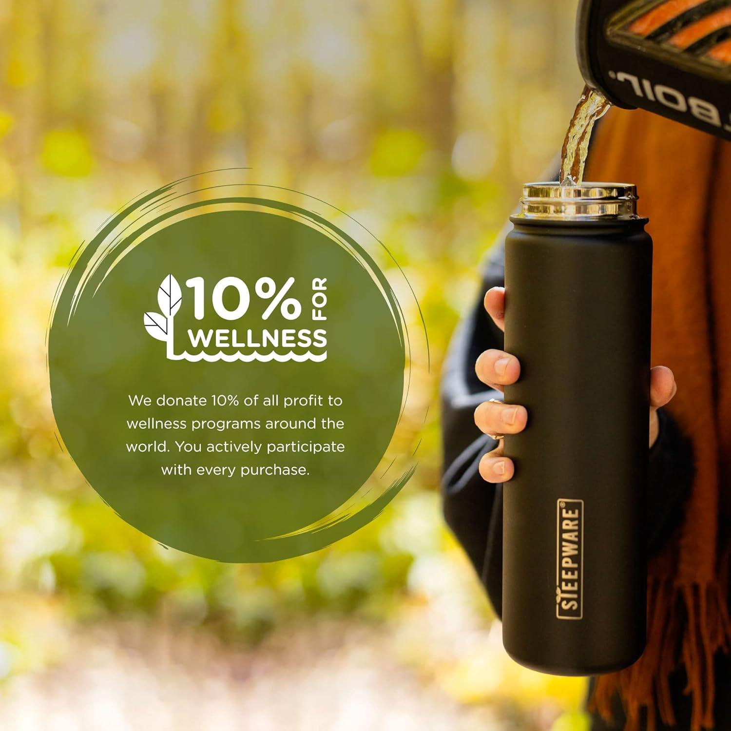 Tazón de Té Aislado The Tea Spot 22oz Acero Inoxidable Negro