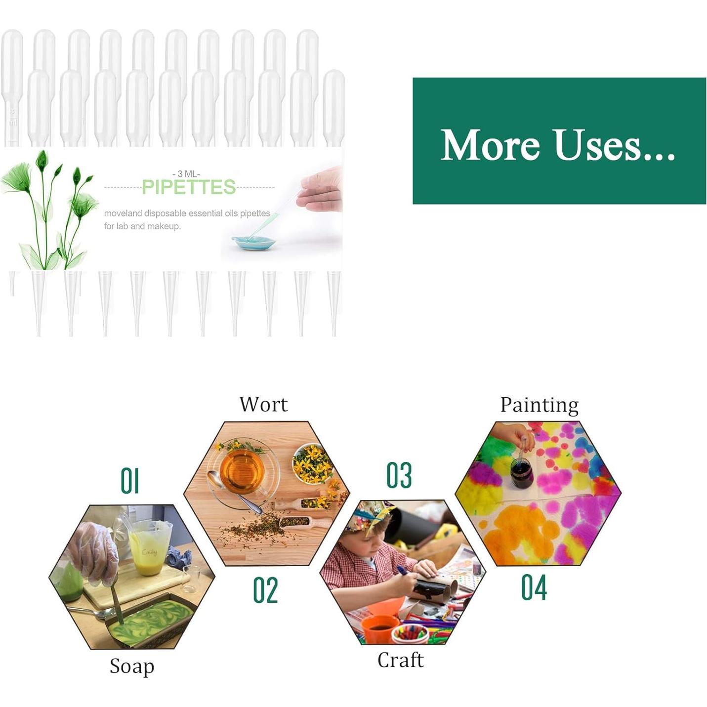 Pipetas desechables Moveland 3ml, 10 unidades, graduadas