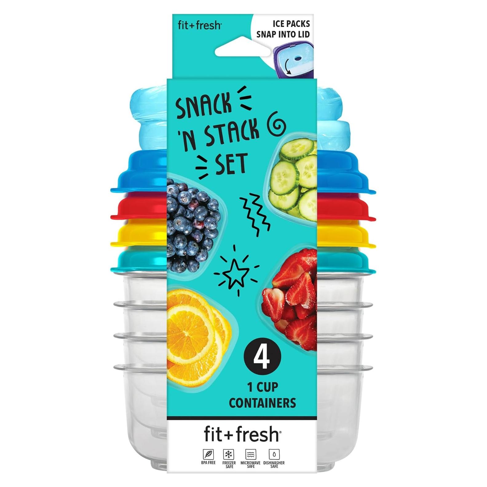 Contenedores de Plástico Fit & Fresh 4pk 8oz A Prueba de Fugas