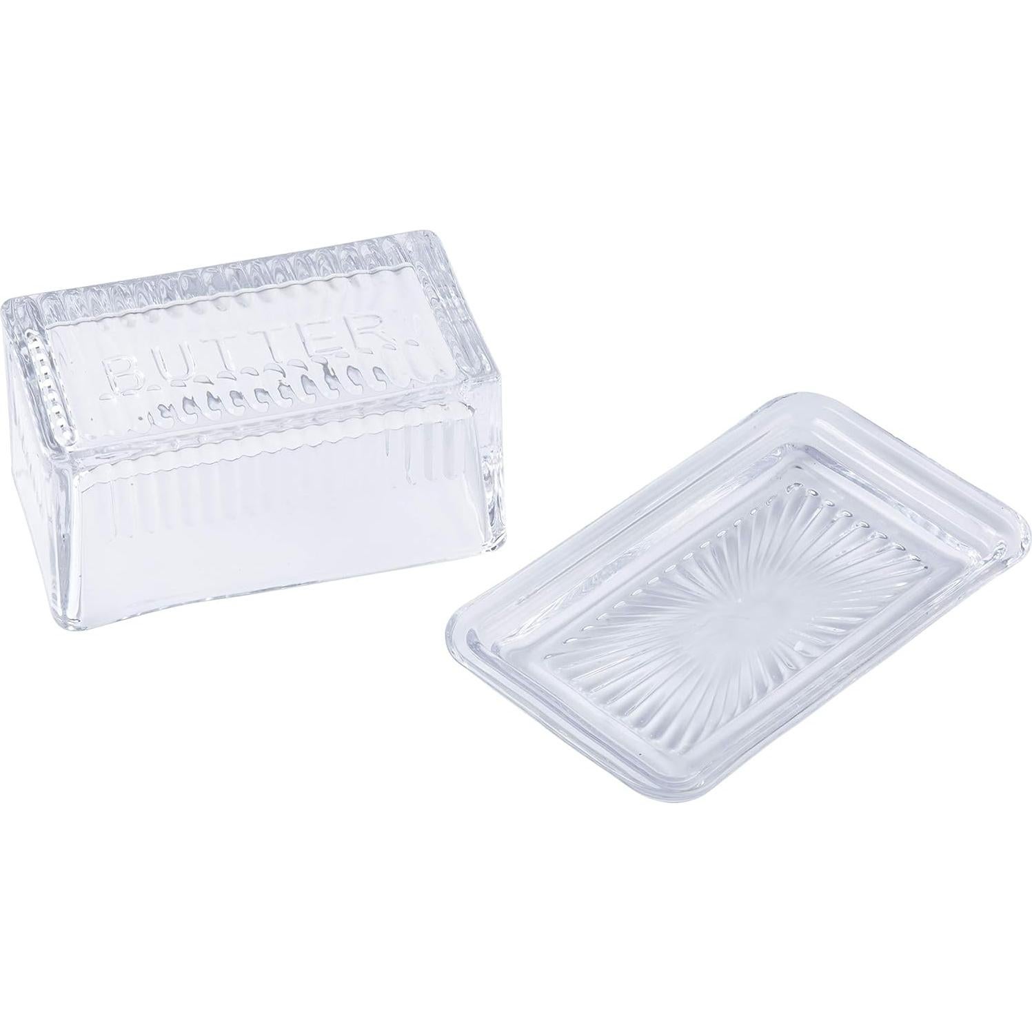 Plato Doble de Mantequilla TableCraft Vidrio Grabado 17.1x10.2x8.3