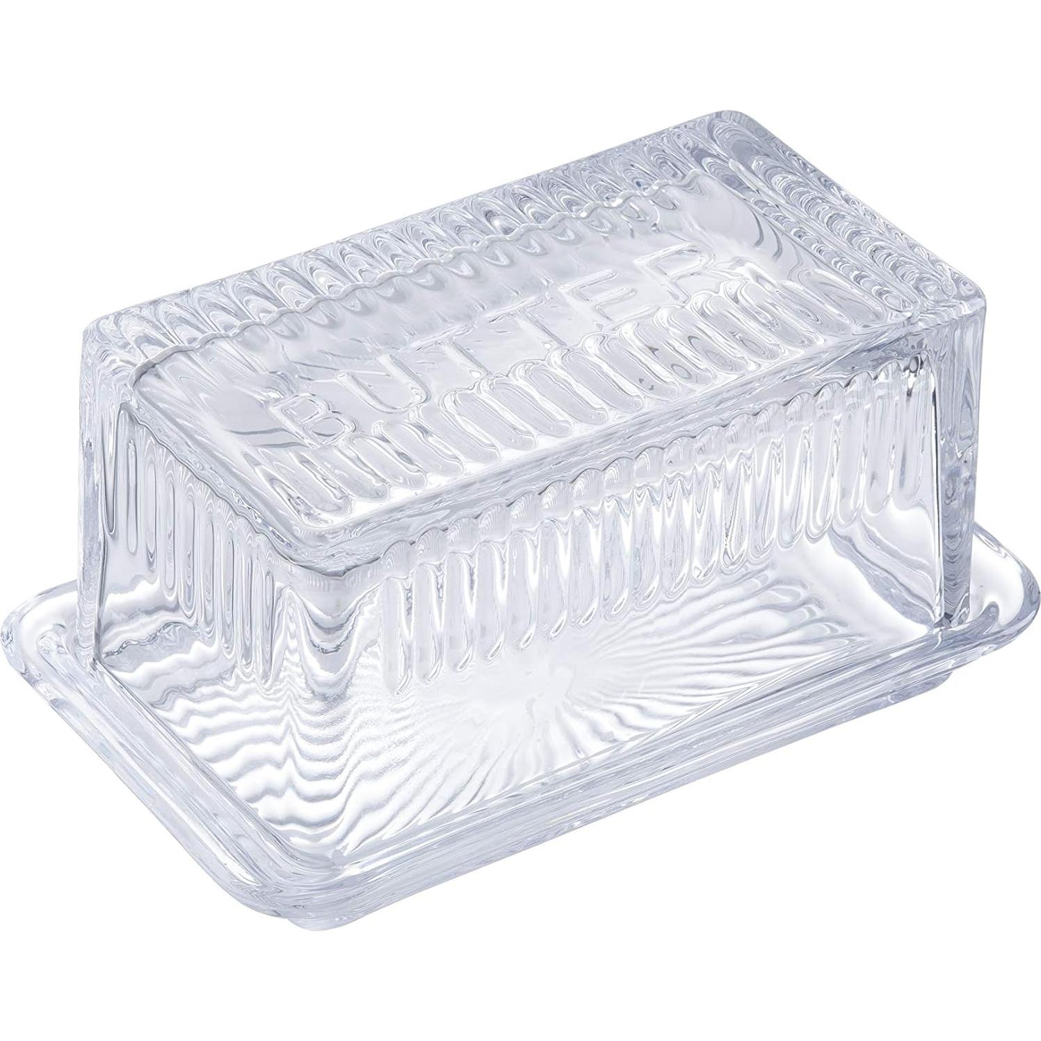 Plato Doble de Mantequilla TableCraft Vidrio Grabado 17.1x10.2x8.3