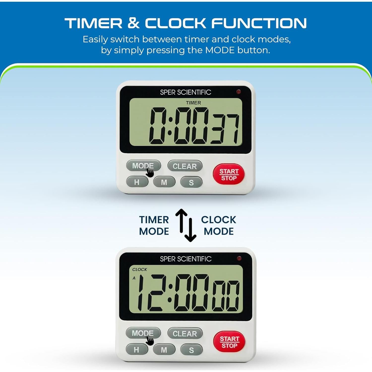 Temporizador Digital de 24 Horas Sper Scientific 810001 con Alarma y Luz LED