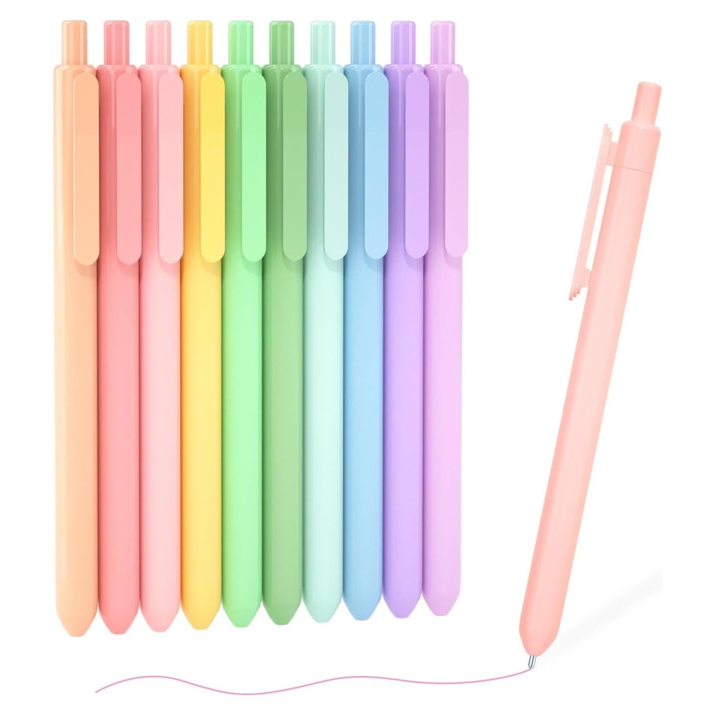 Bolígrafos de Gel Retráctiles Shuttle Art, 10 Colores Pastel 0.7mm