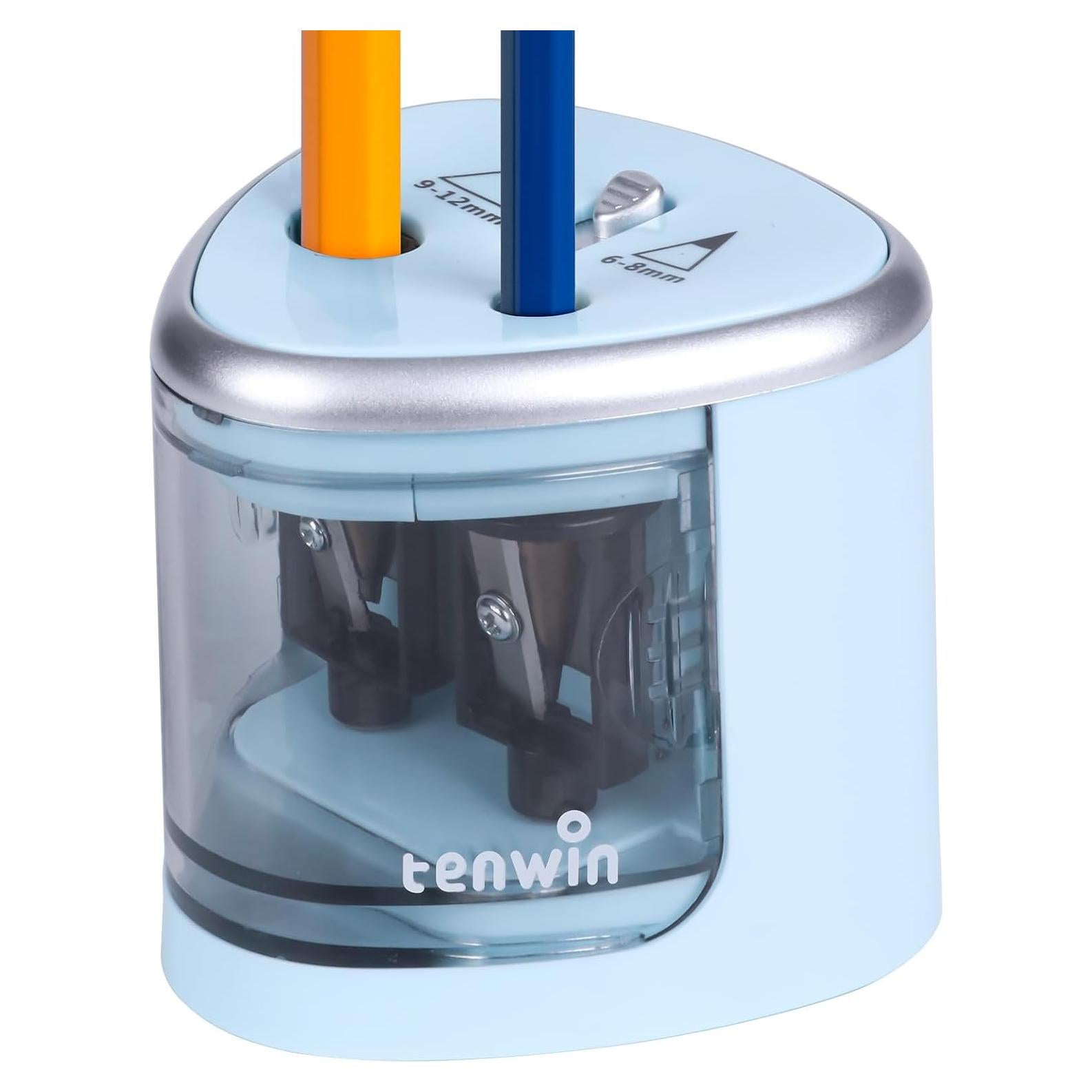Sacapuntas eléctrico Tihoo azul para lápices 6-12mm doble orificio