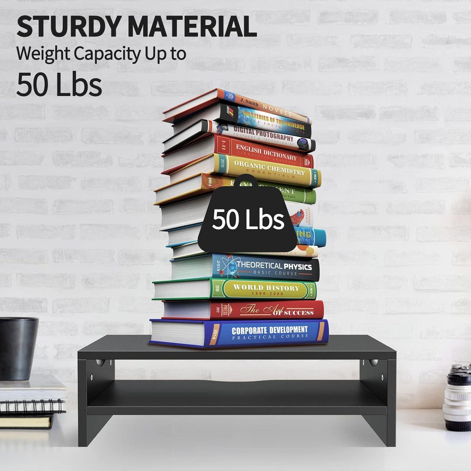 Soporte Elevador de Monitor Zimilar 2 Niveles Madera Negro