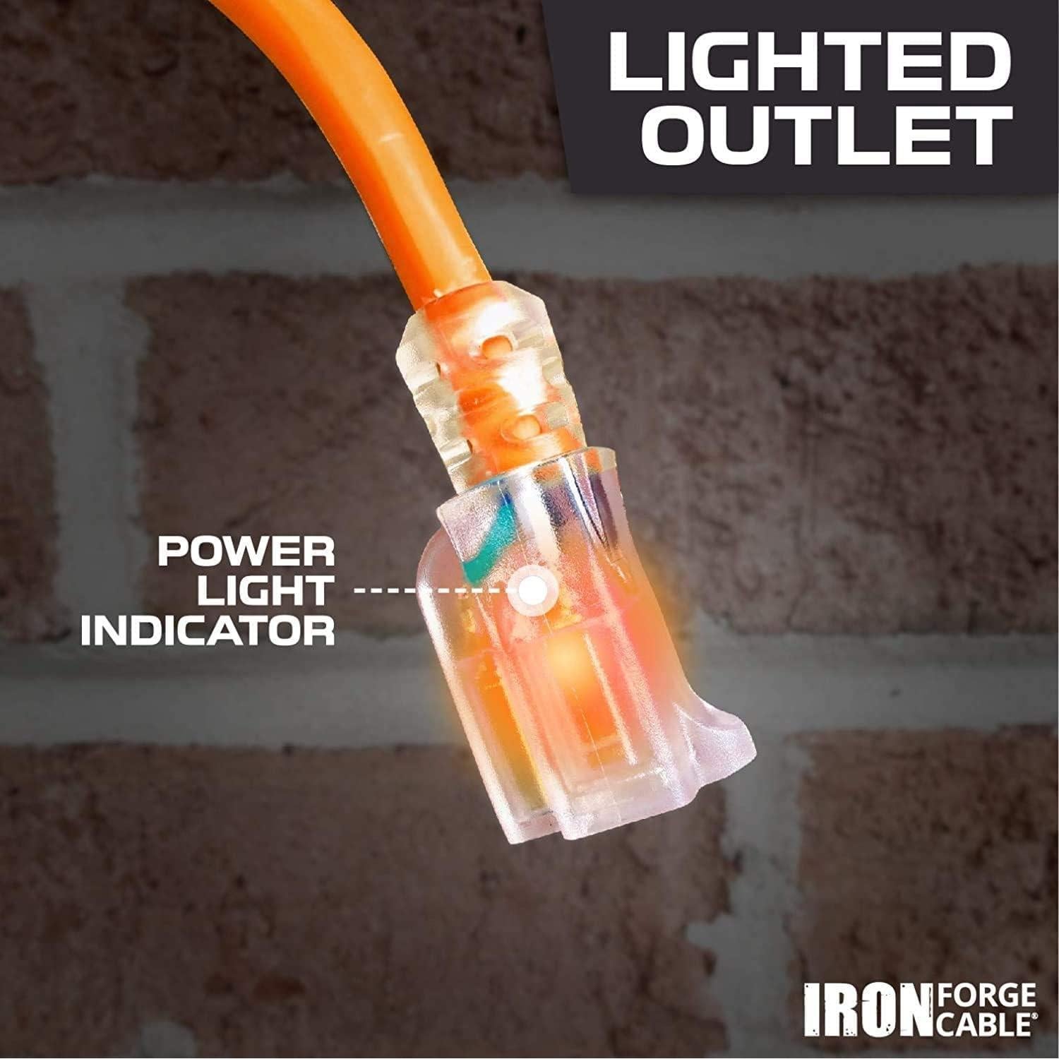 Cable de Extensión Exterior Naranja 6 Pies 15A CABLE DE FORJA DE HIERRO