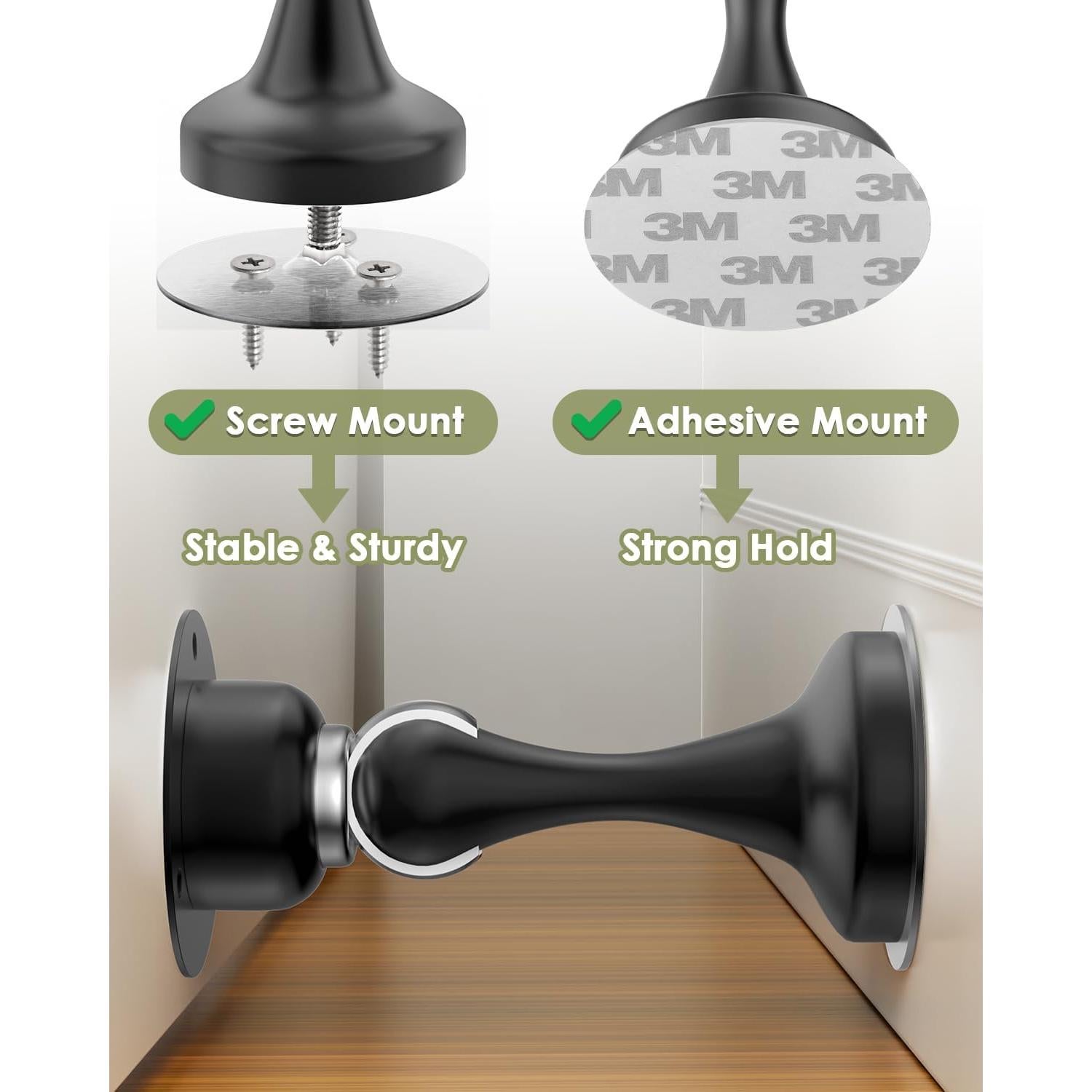 Topes de puerta magnéticos WINONLY 2 paquetes acero inoxidable negro