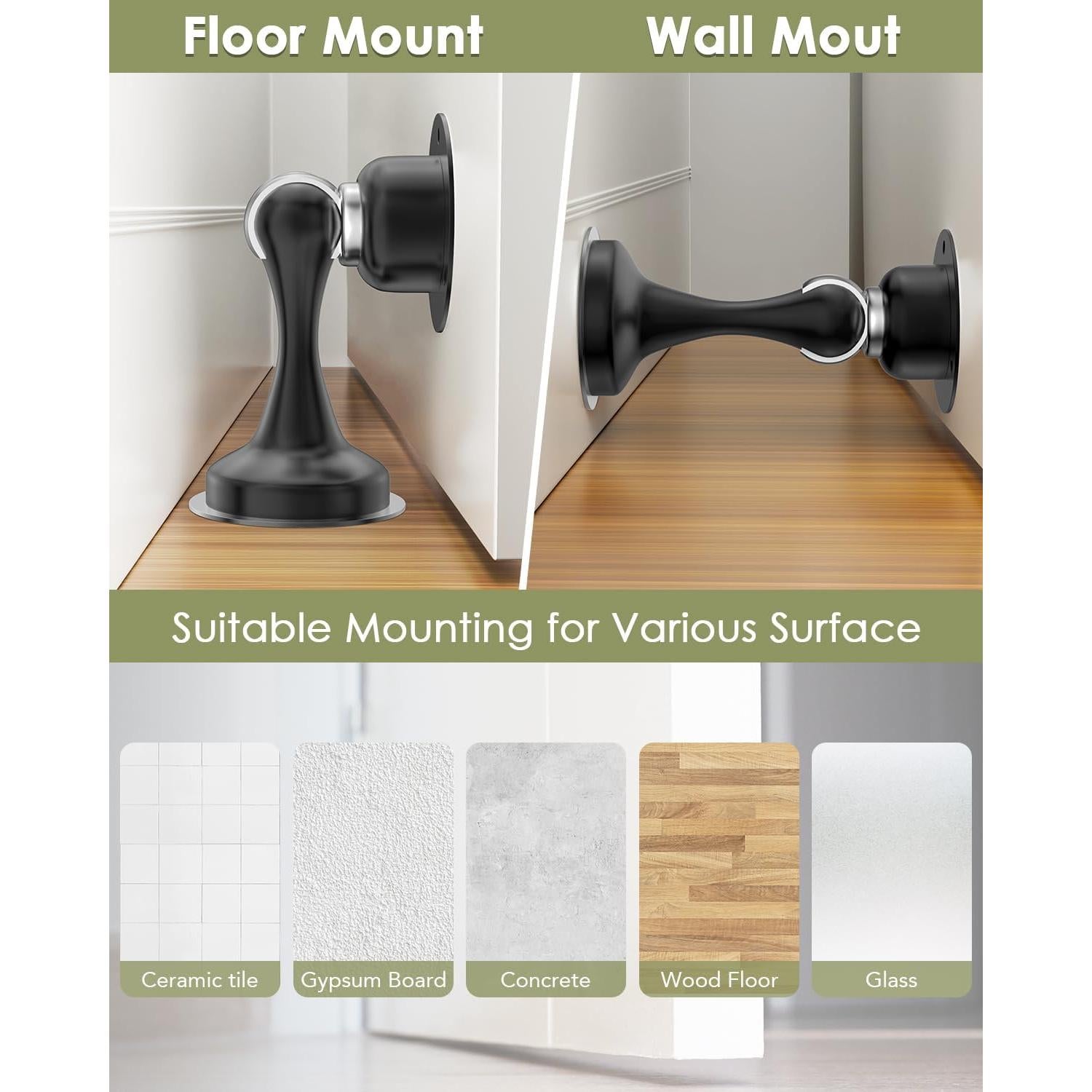 Topes de puerta magnéticos WINONLY 2 paquetes acero inoxidable negro