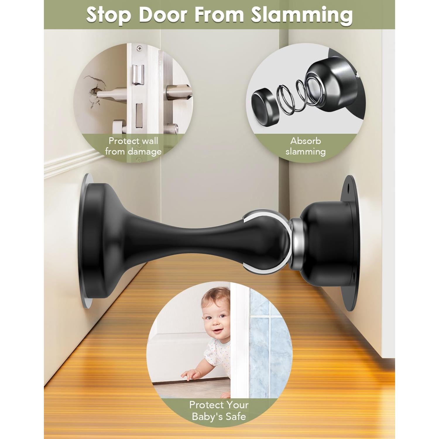 Topes de puerta magnéticos WINONLY 2 paquetes acero inoxidable negro