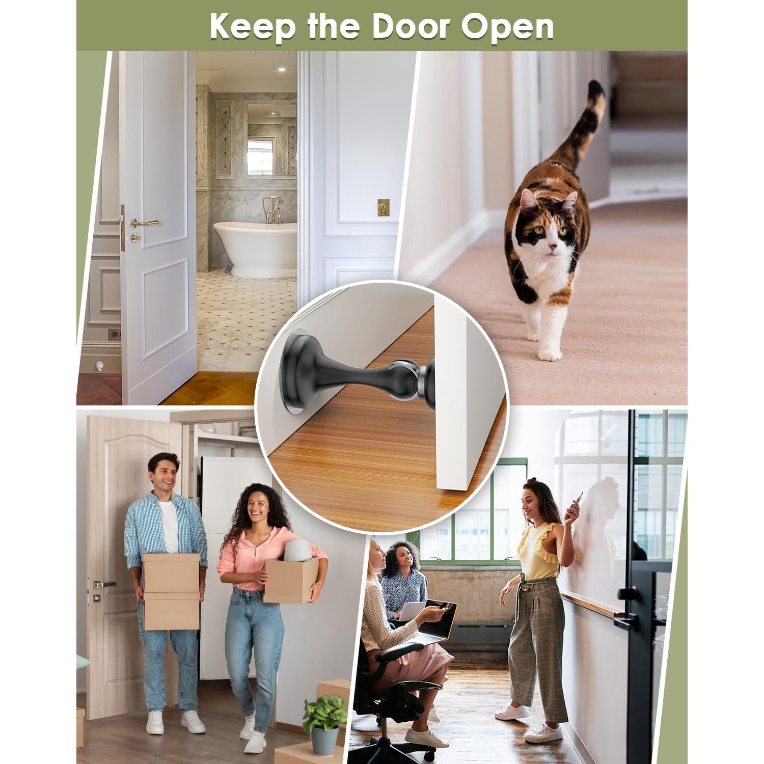 Topes de puerta magnéticos WINONLY 2 paquetes acero inoxidable negro