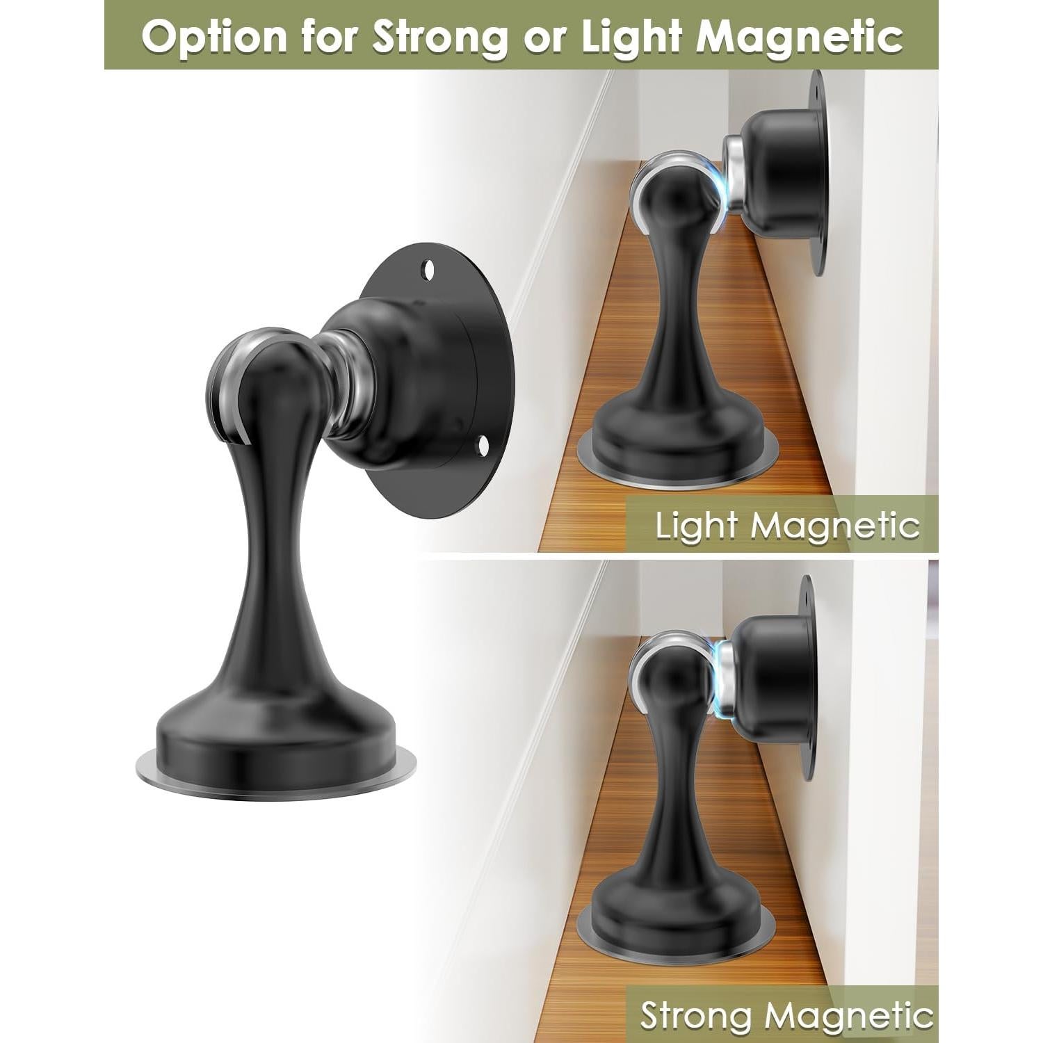 Topes de puerta magnéticos WINONLY 2 paquetes acero inoxidable negro