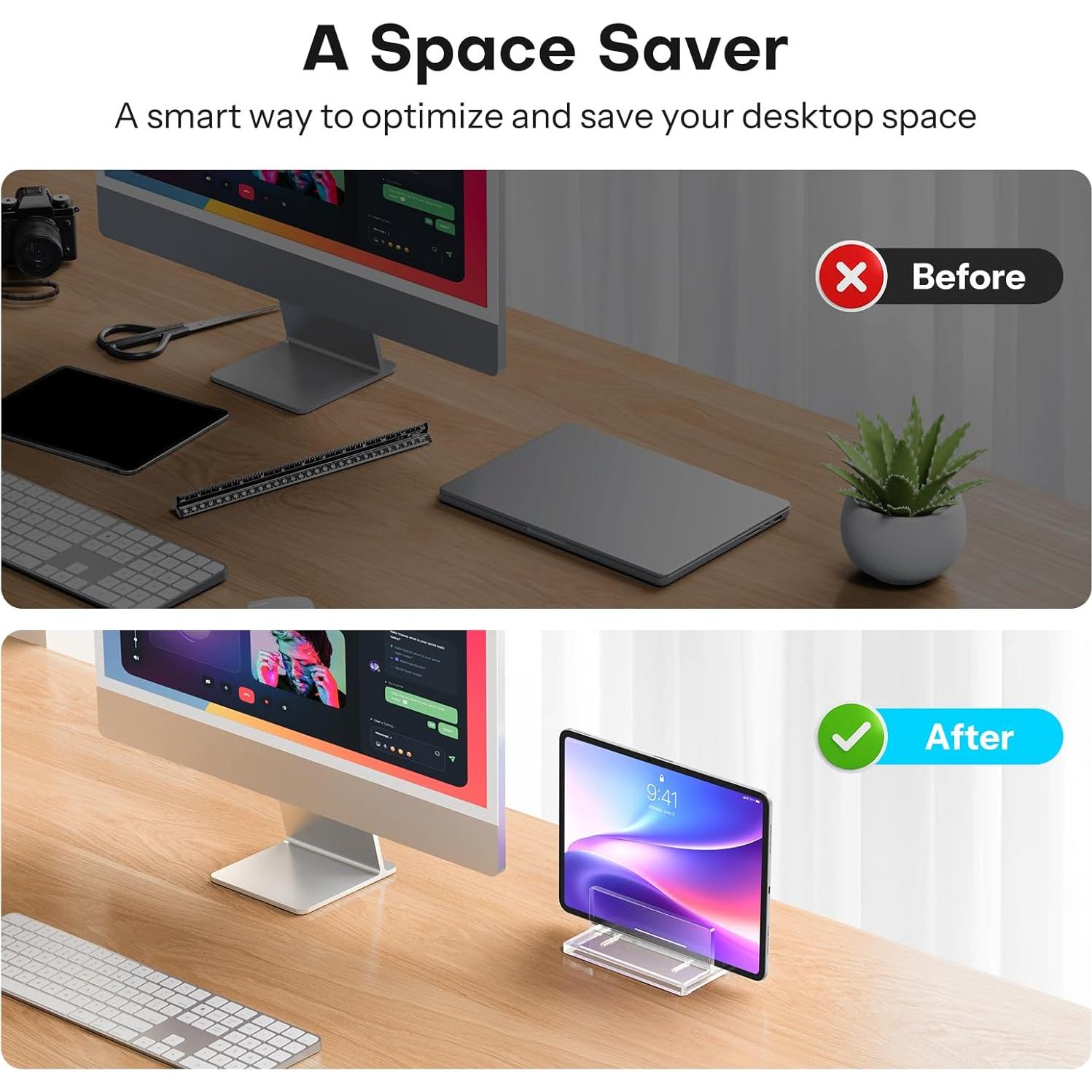 Soporte Vertical para Laptop OMOTON Acrílico Ajustable 17"