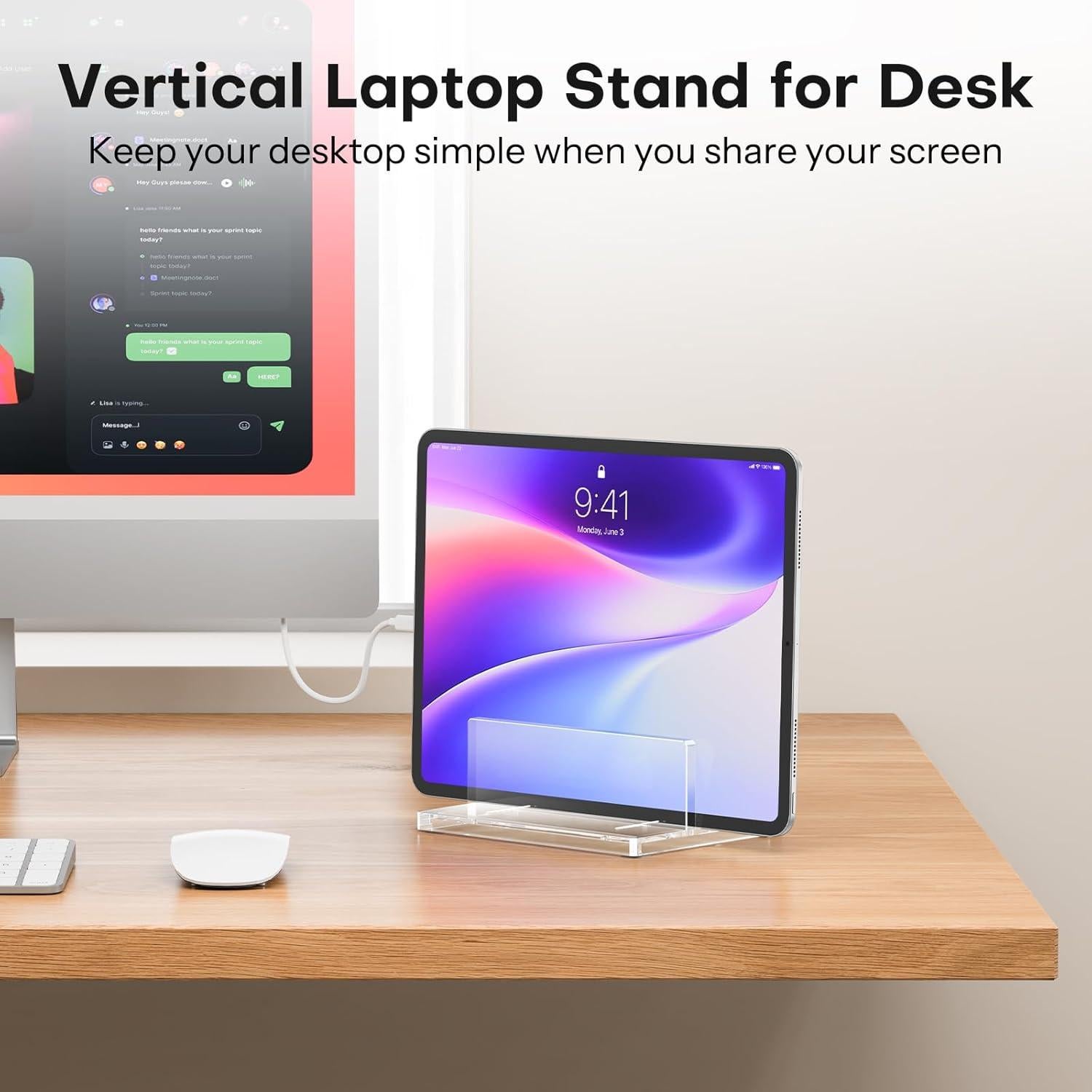 Soporte Vertical para Laptop OMOTON Acrílico Ajustable 17"