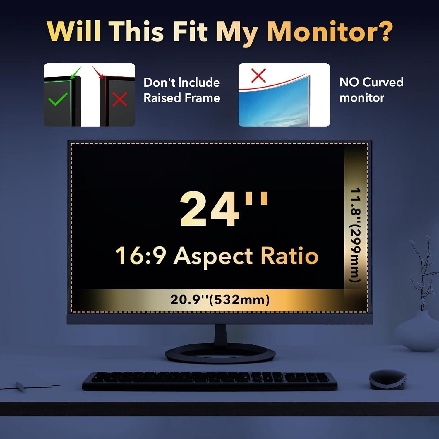 Filtro de Privacidad Magnético JEEETINTX 2 Pack 24" Antirreflejo