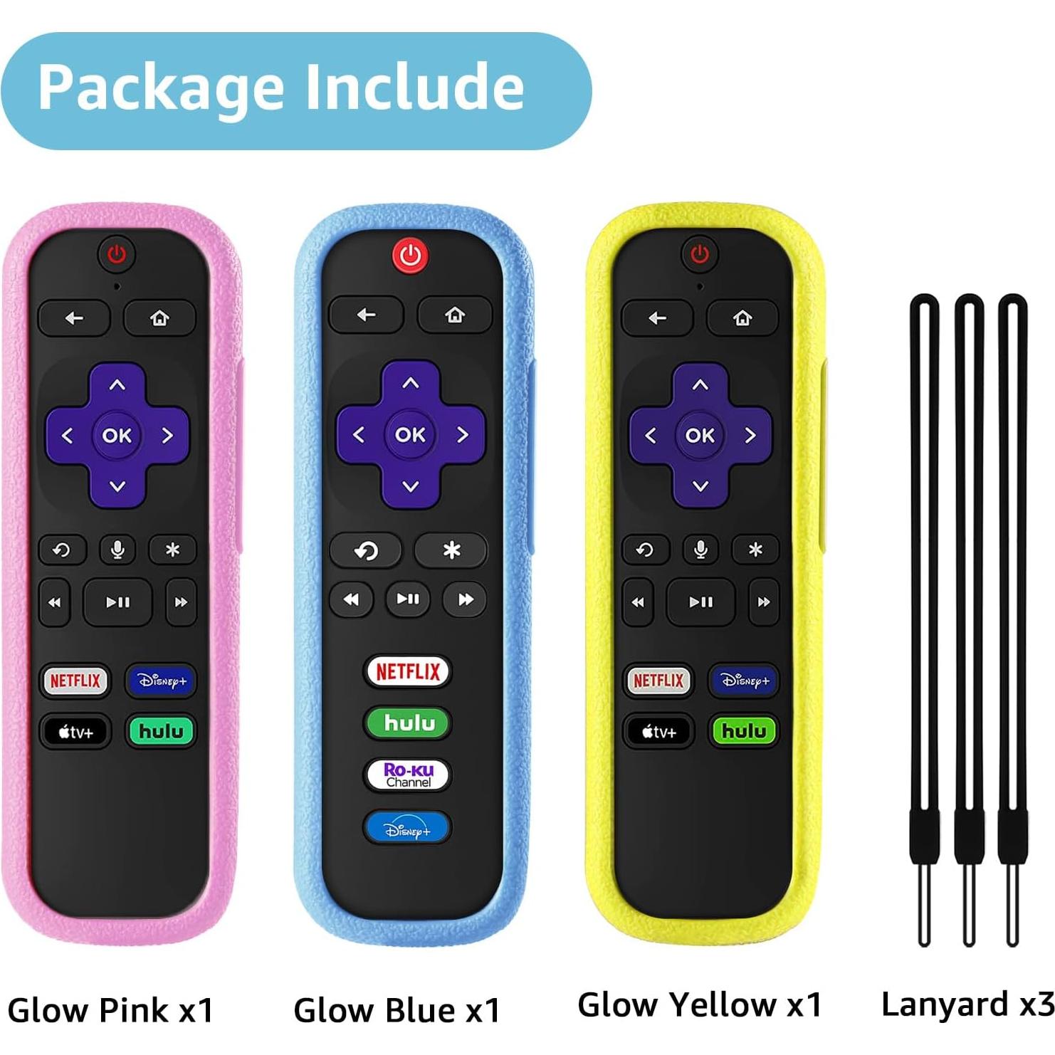 Paquete de 3 fundas de silicona para control remoto Roku SOTATOO