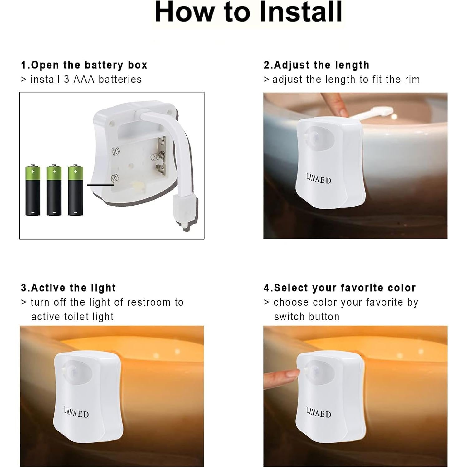 Paquete de 2 luces nocturnas LED para inodoro ALEDECO