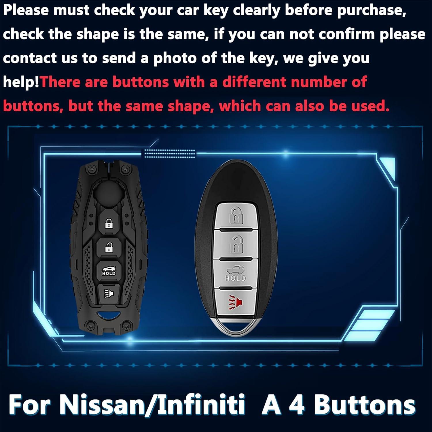 Funda de Llave de Coche Cavlobe para Nissan 4 Botones Negra