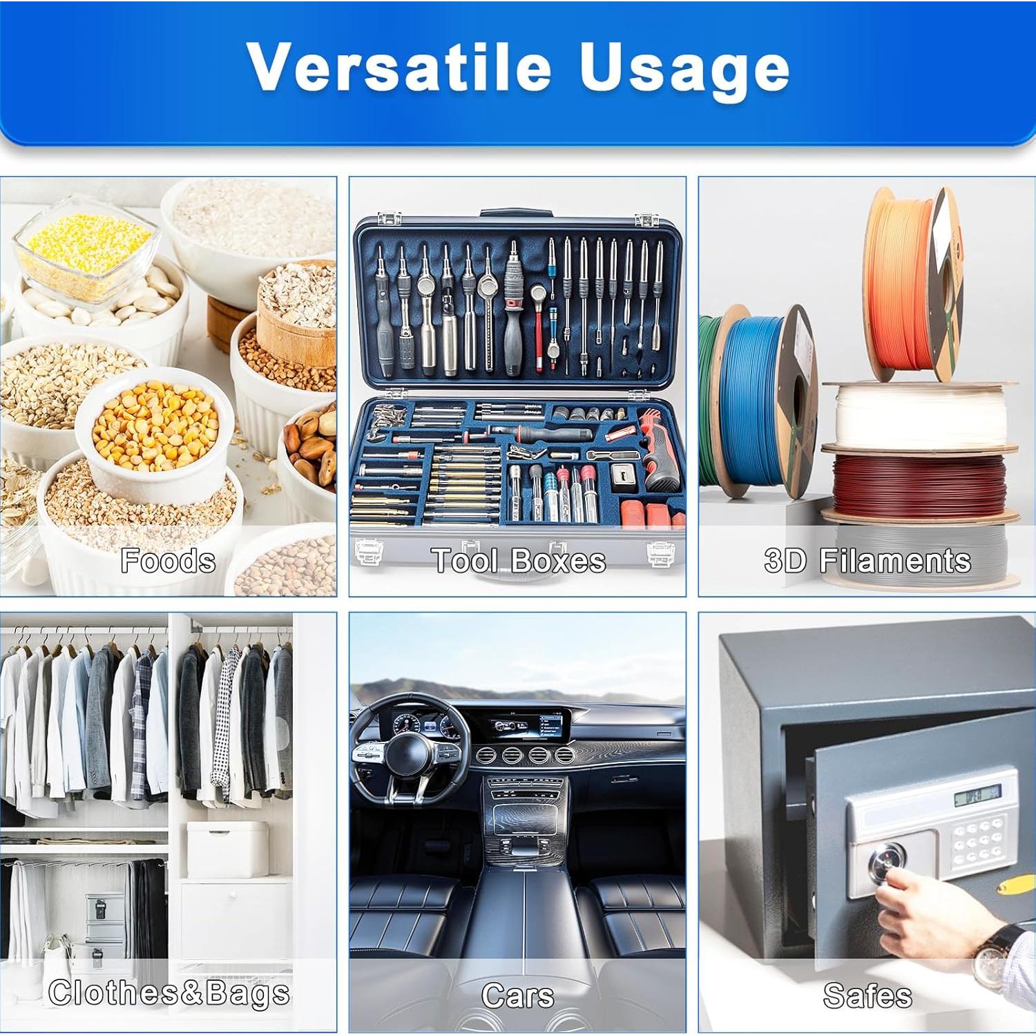 Paquetes de Gel de Sílice 600g - Suobo, 3 Unidades, Deshidratantes Reutilizables