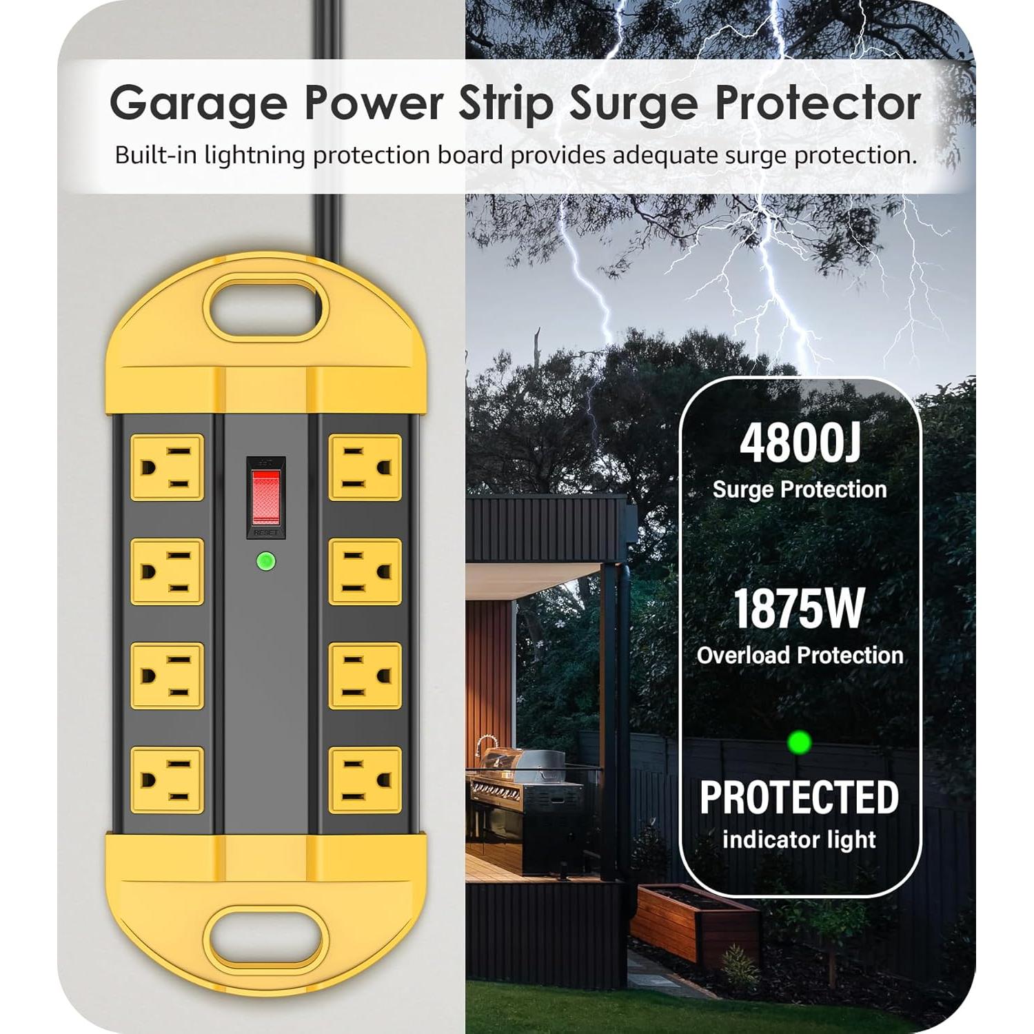 Regleta de Potencia CCCEI 8 Salidas 15A 1.83m con Protección