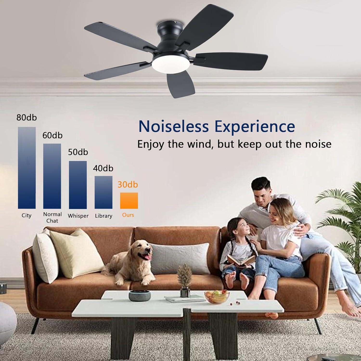 Ventilador de Techo JSAITEE 106.68 cm con Luz LED y Control Remoto