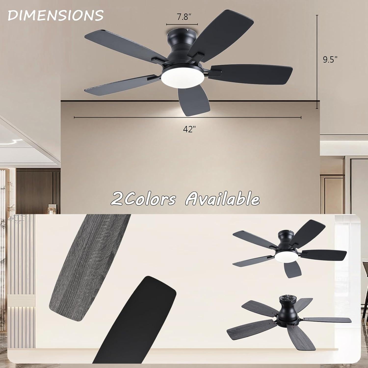 Ventilador de Techo JSAITEE 106.68 cm con Luz LED y Control Remoto