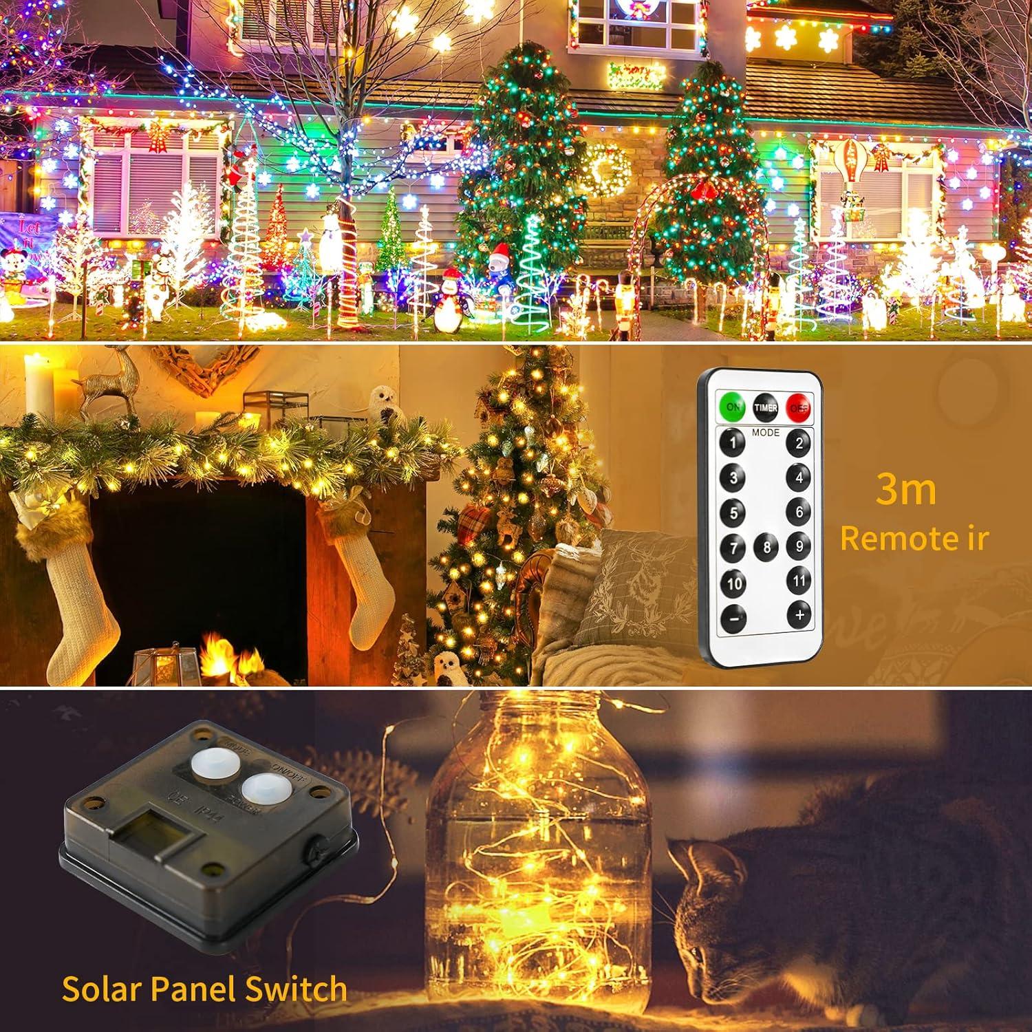 Luces de Navidad Solares JMEXSUSS 100 LED 10m IP44
