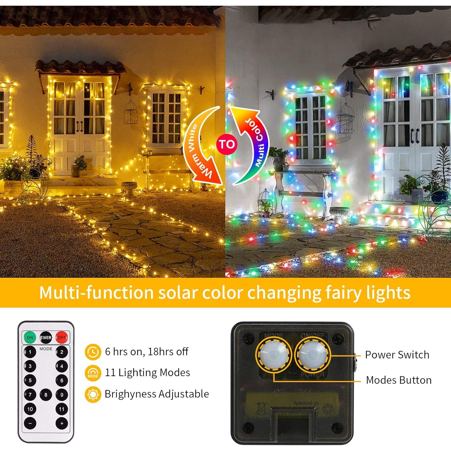 Luces de Navidad Solares JMEXSUSS 100 LED 10m IP44