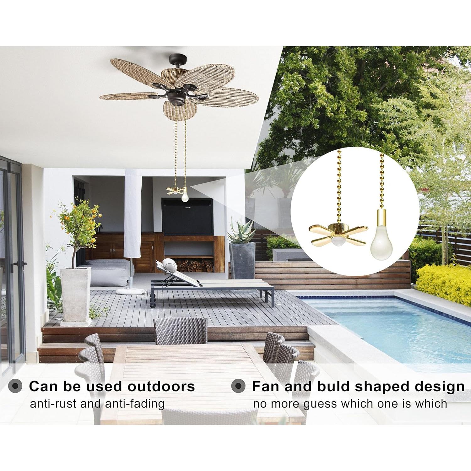 Cadena de Tirar para Ventilador de Techo Aoprofree 34.5 cm Cobre