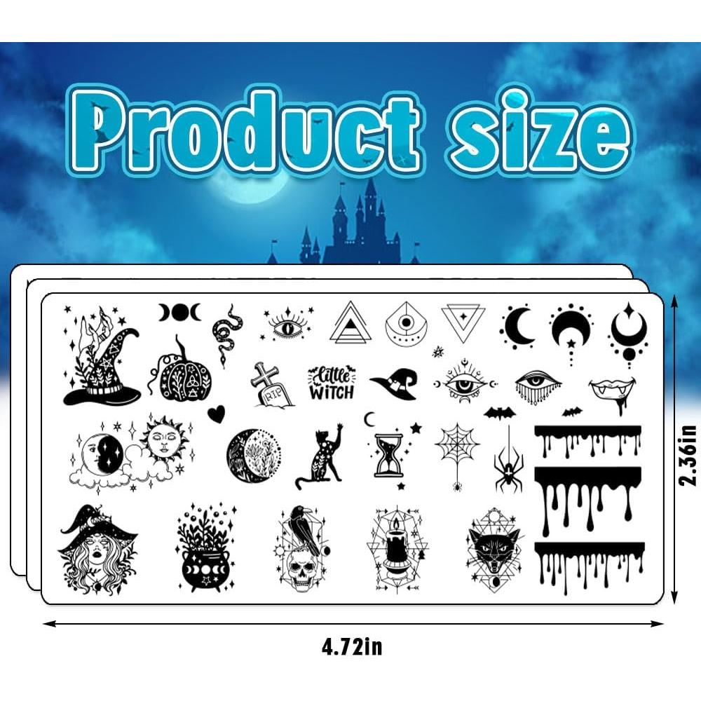 Set de 6 Placas de Estampado de Uñas Halloween Hying - Acero Inoxidable