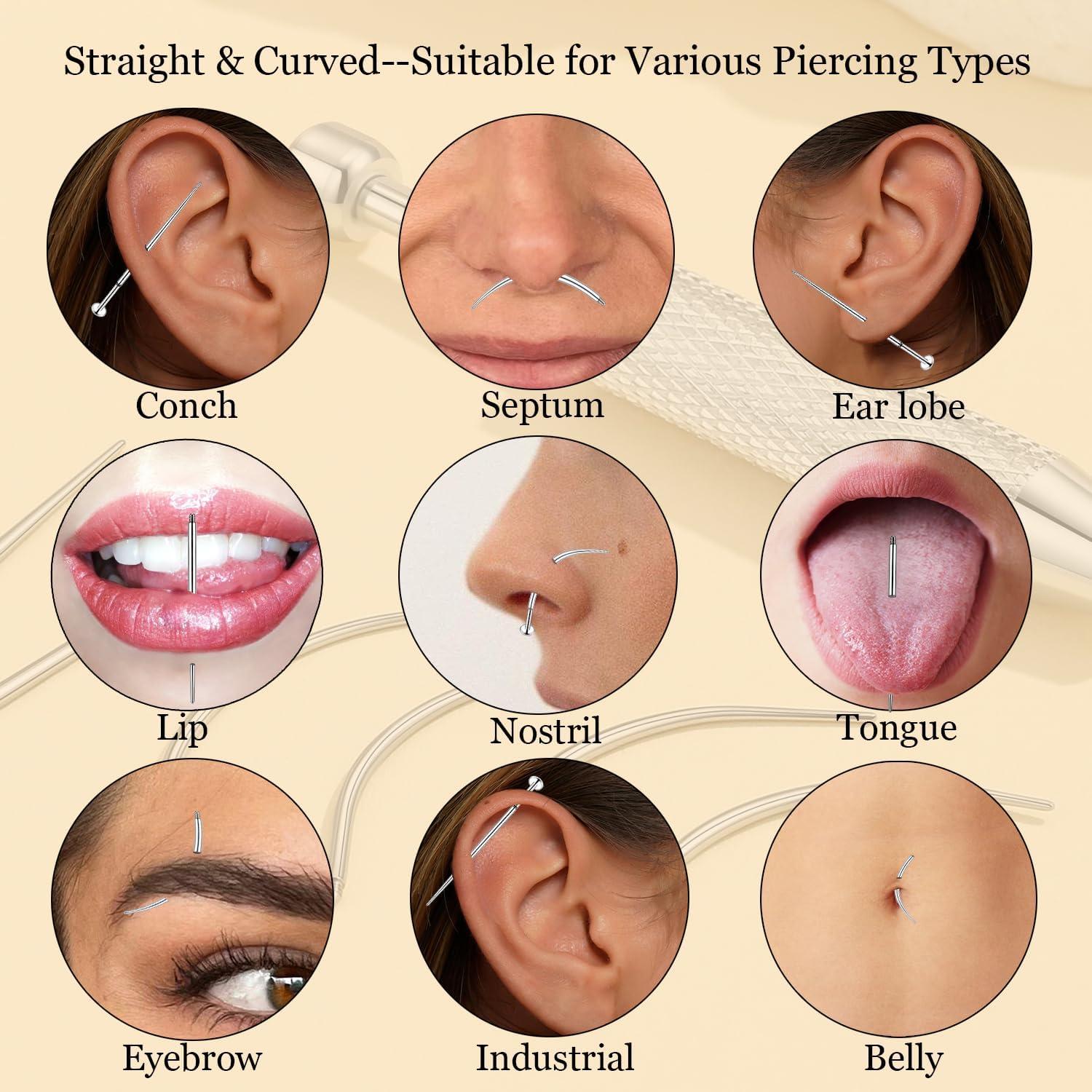 Kit de Herramientas de Piercing 14G 16G 18G 20G Acero Quirúrgico