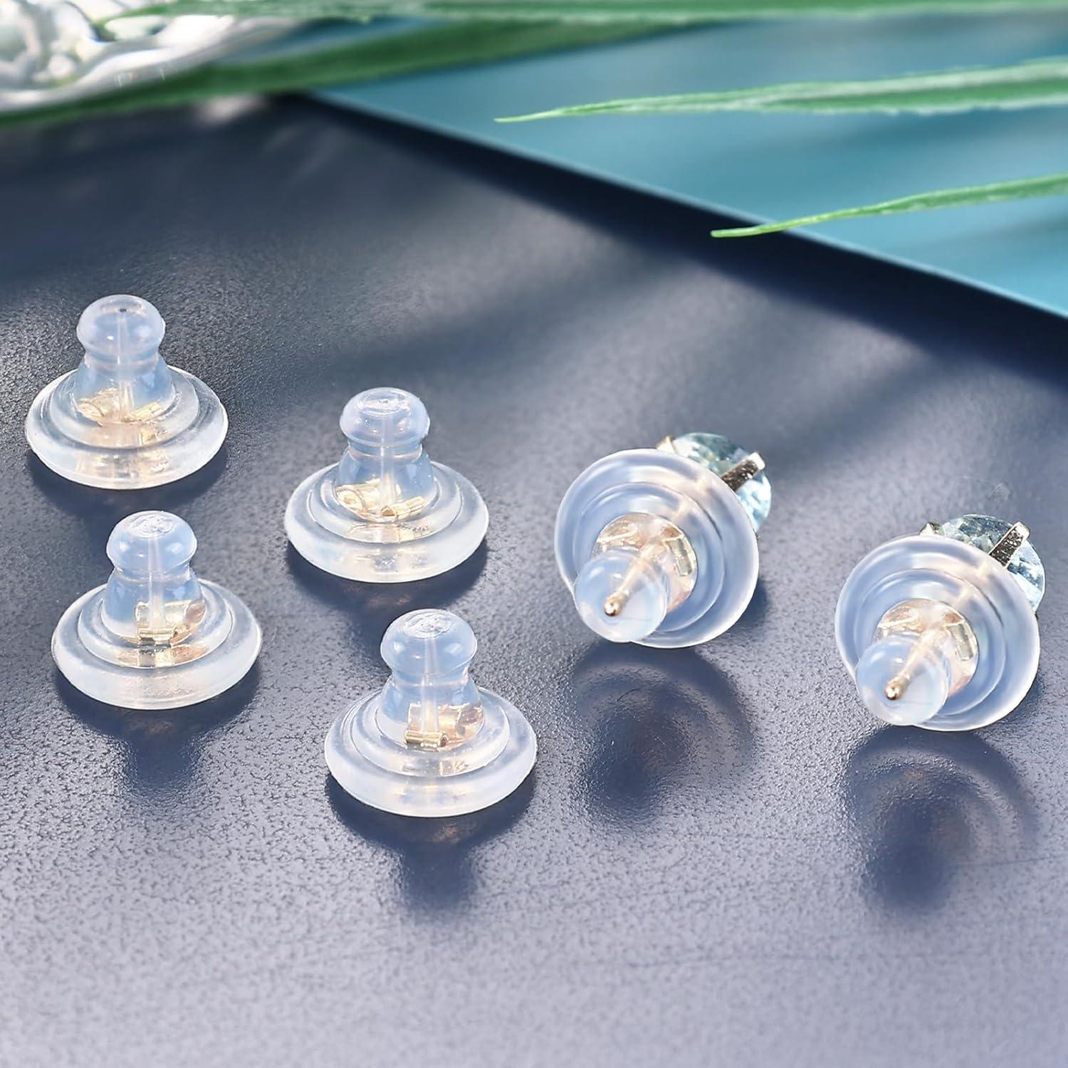 12 Respaldo de Pendientes Zithyond Oro 18K Silicona Hipoalergénico