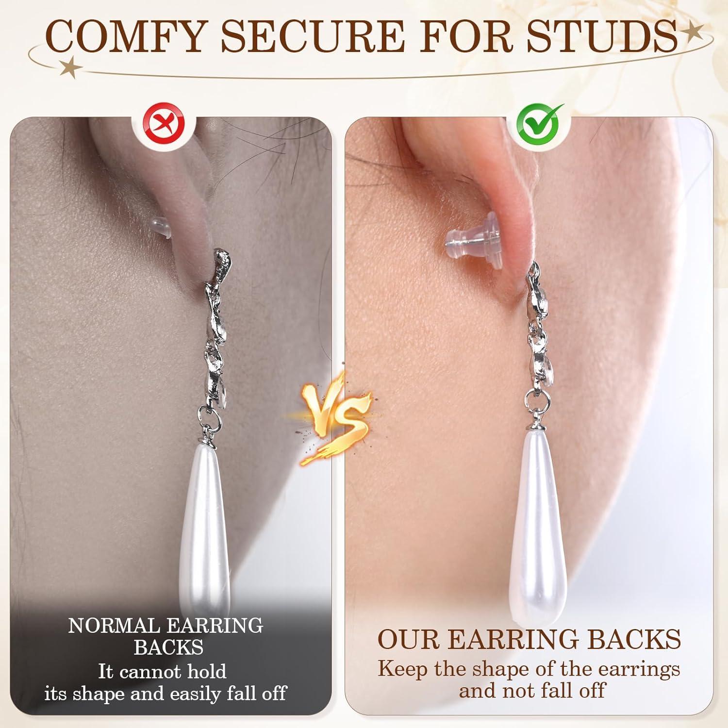 12 Respaldo de Pendientes Zithyond Oro 18K Silicona Hipoalergénico