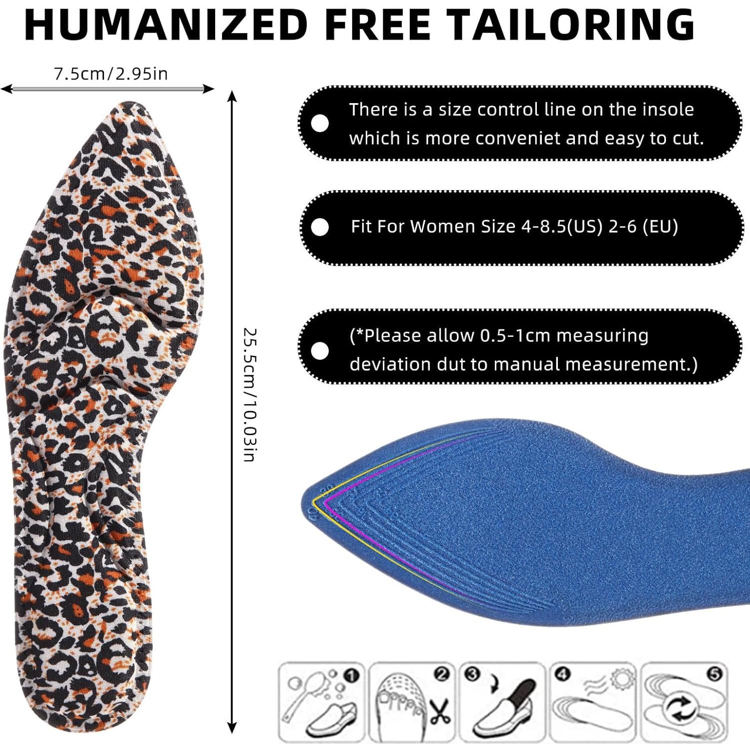 4 Pares Plantillas Transpirables Geyoga 25.5 cm para Tacones