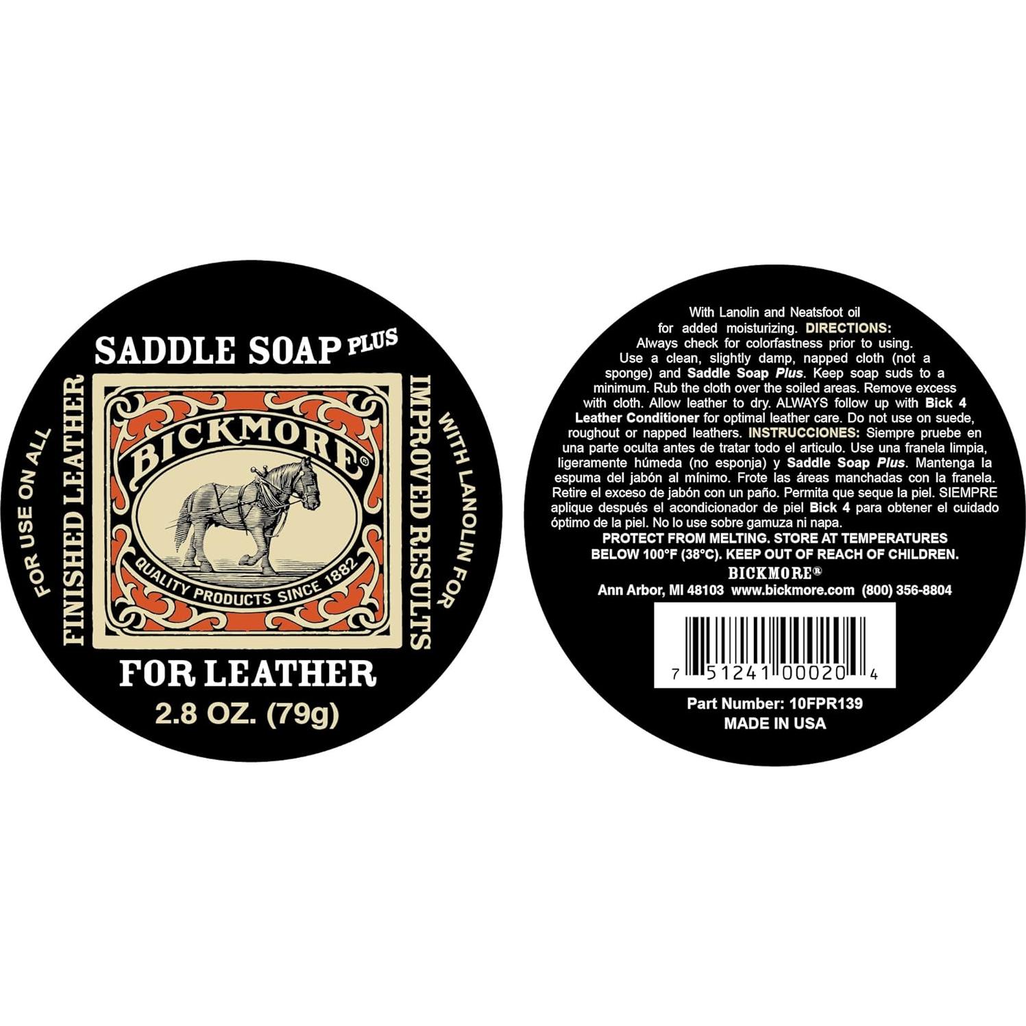 Jabón para Sillas Bickmore 79.4g - Limpiador y Acondicionador de Cuero