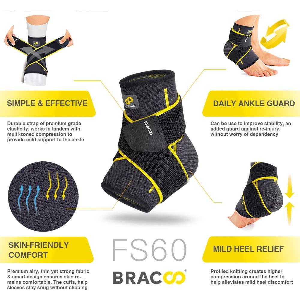 Bracoo Faja de Compresión para Tobillo FS60 Unisex Negro