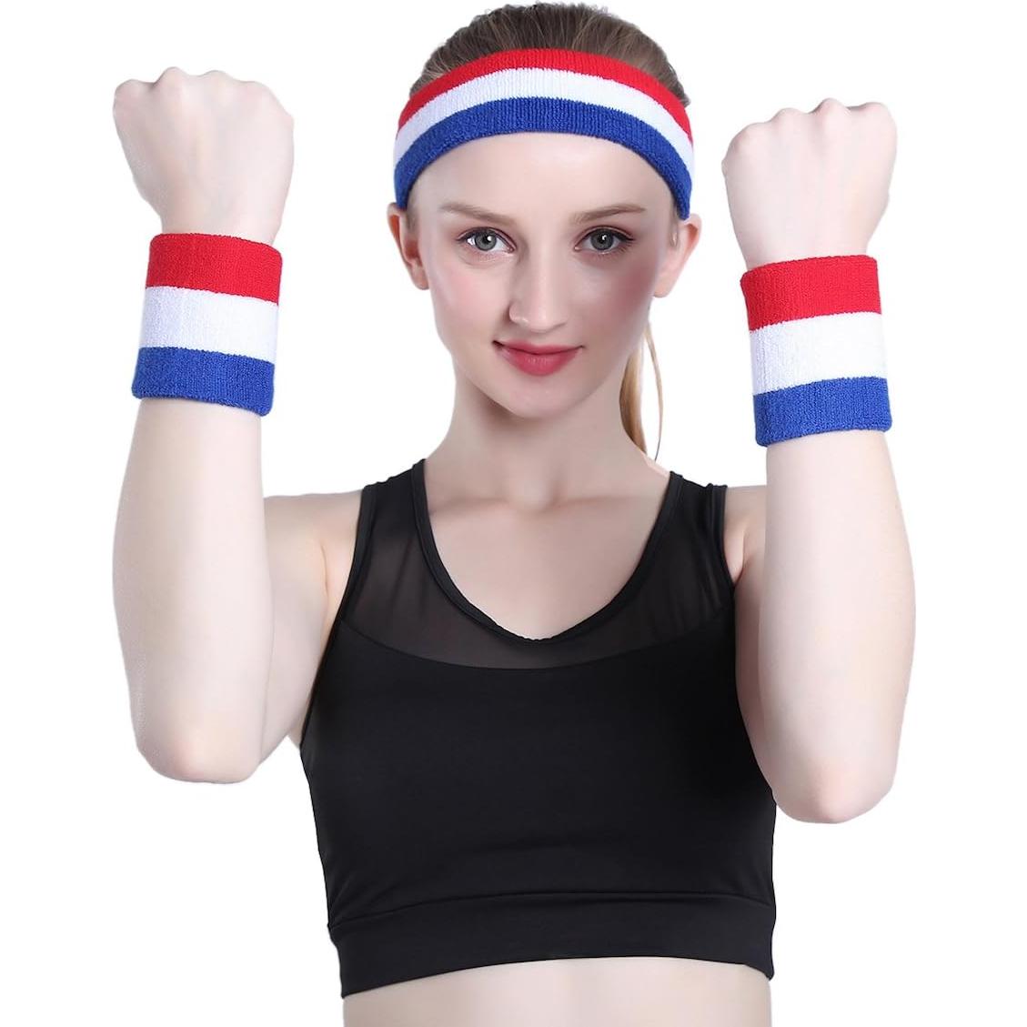 Set de 6 Pulseras y Diademas de Sudor ONUPGO - Algodón Absorbente