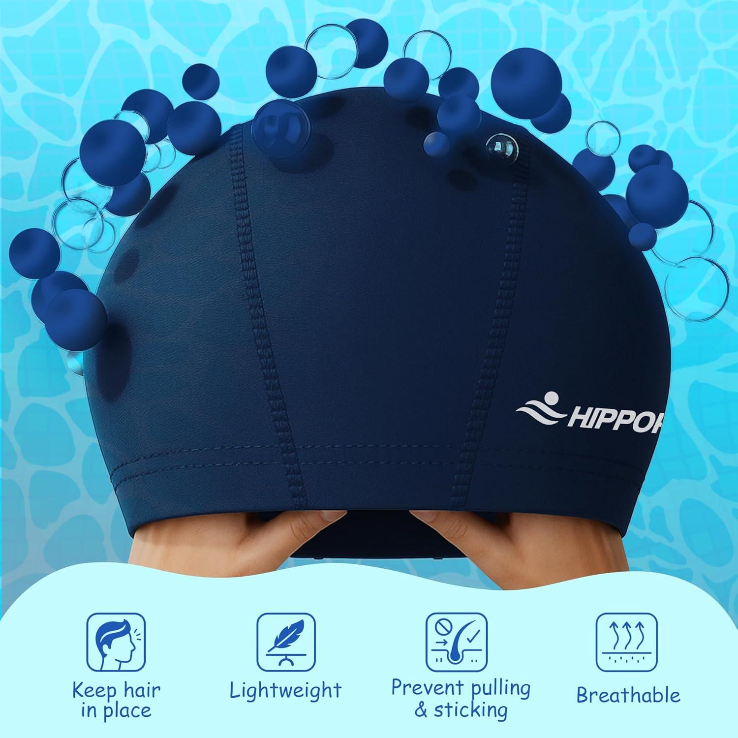 Gorro de Natación HIPPOPEA Unisex Azul Profundo Transpirable